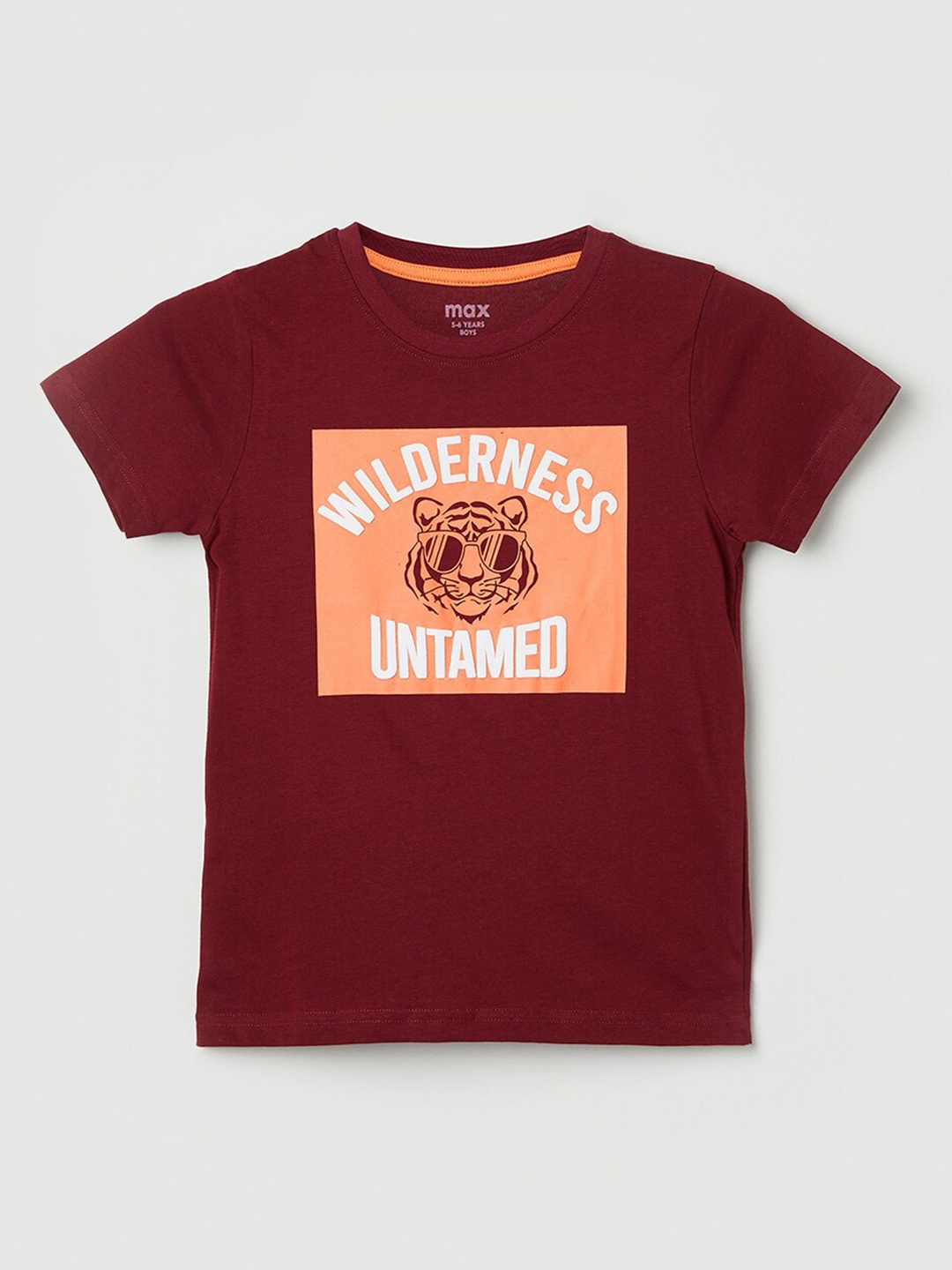 

max Boys Graphic Printed Pure Cotton T-shirt, Red