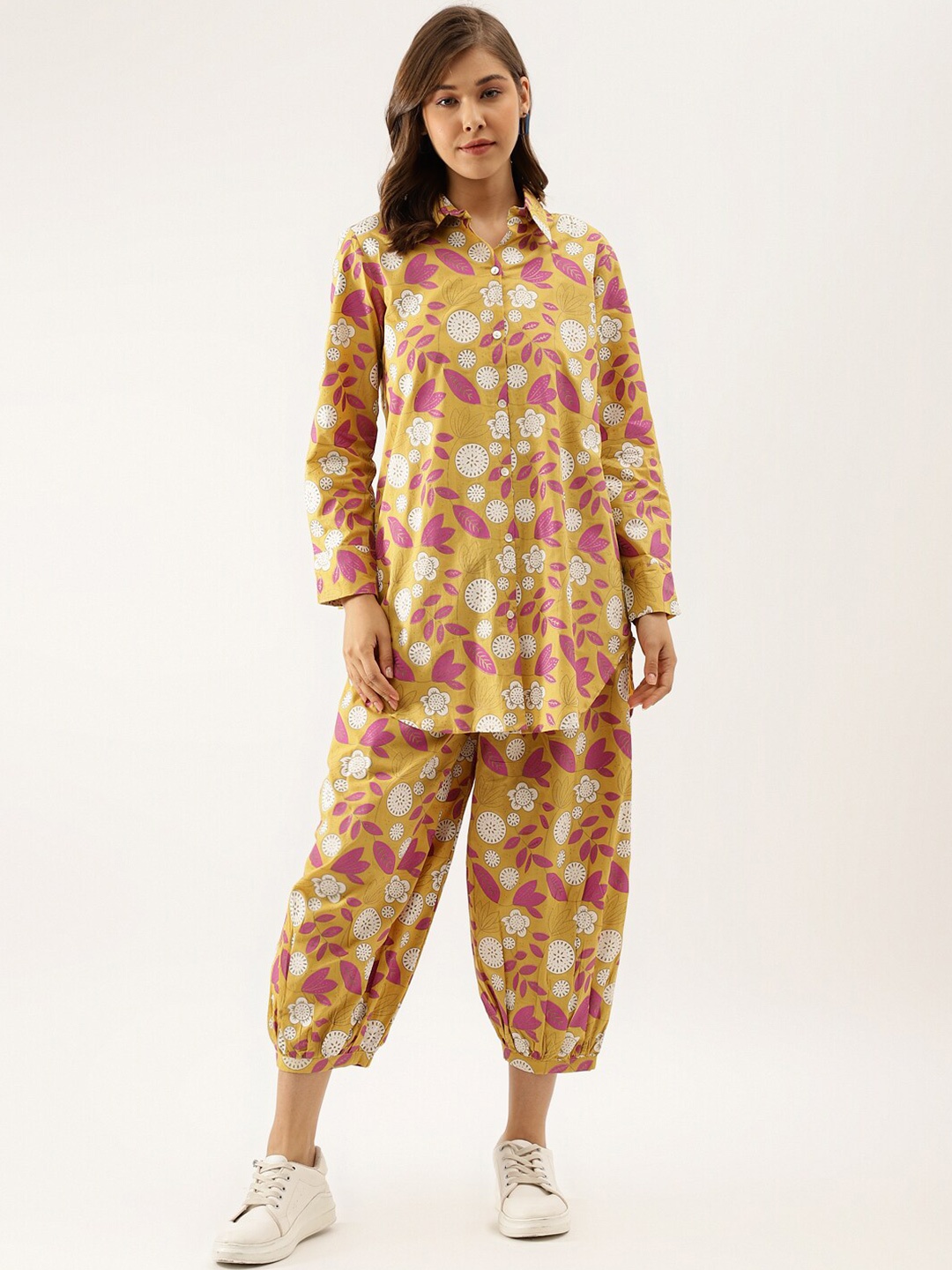 

Divena Printed Cotton Tunic & Trousers Co-Ords, Mustard