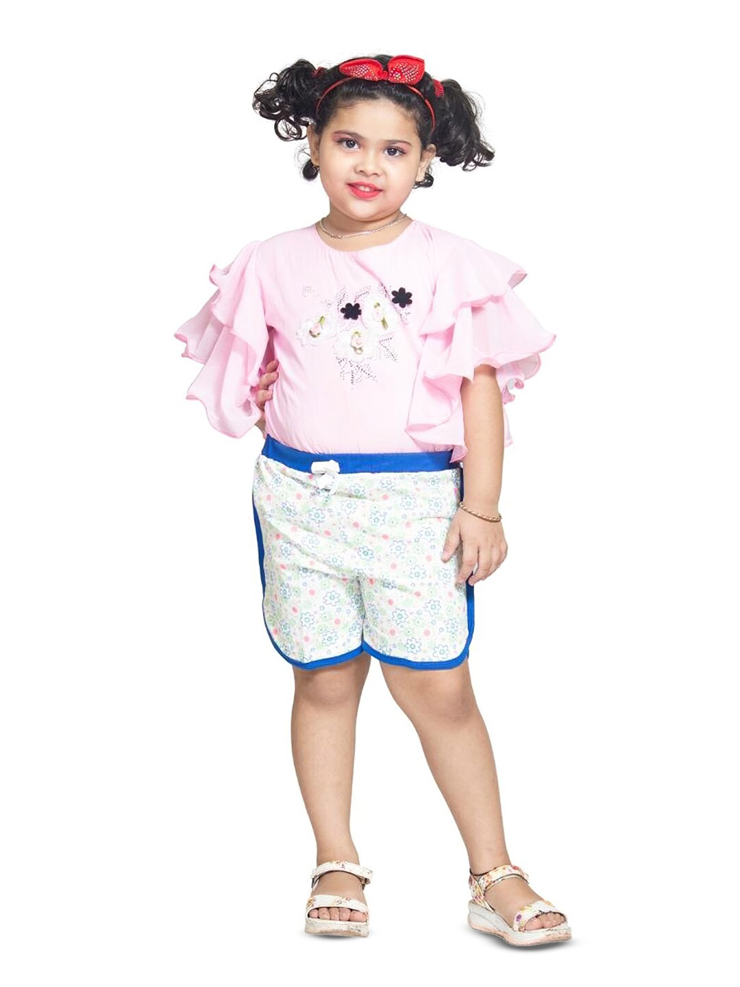 

BAESD Girls Floral Printed Mid-Rise Pure Cotton Shorts, White