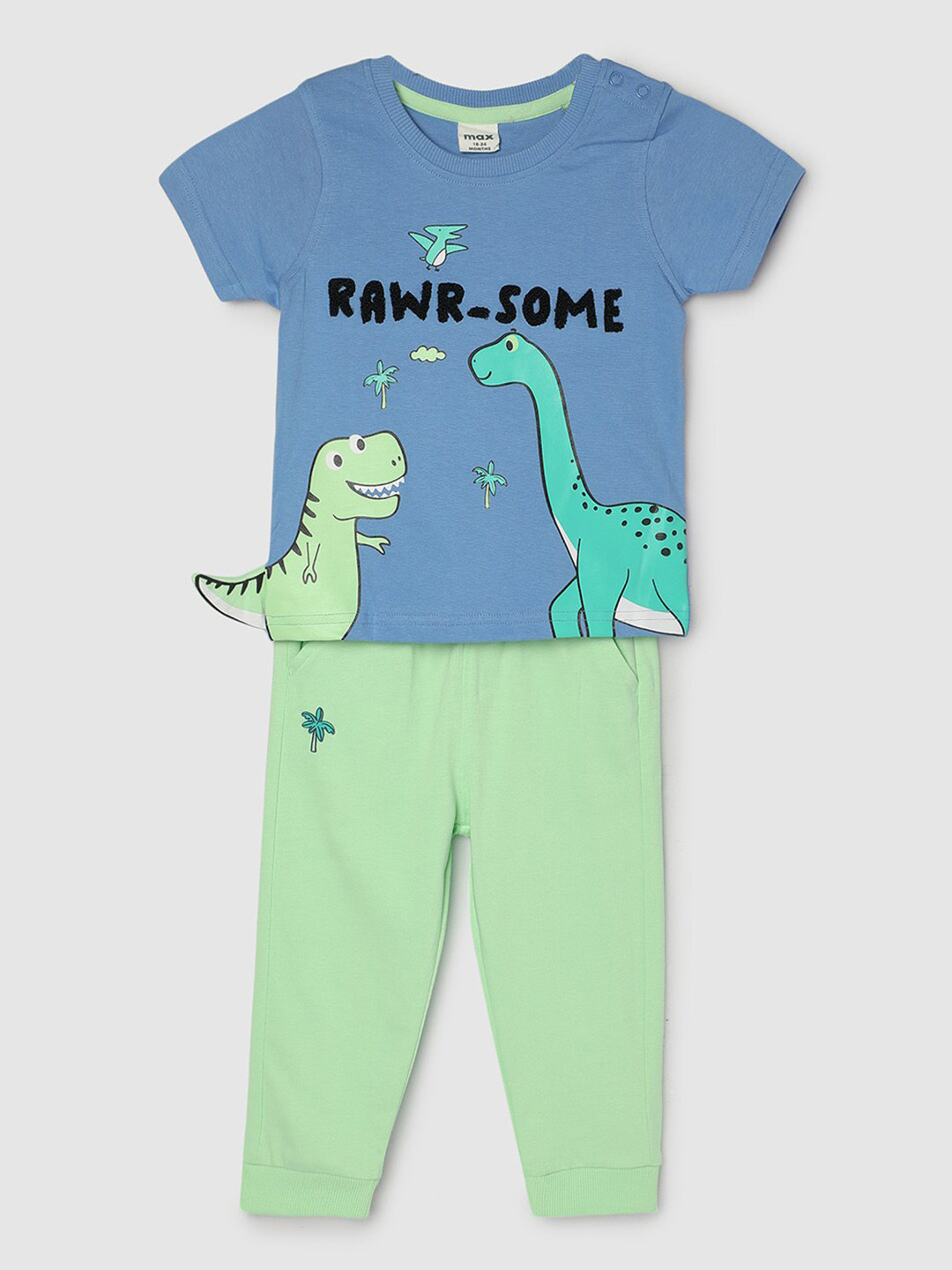 

max Boys Conversational Printed Pure Cotton Night Suit, Blue