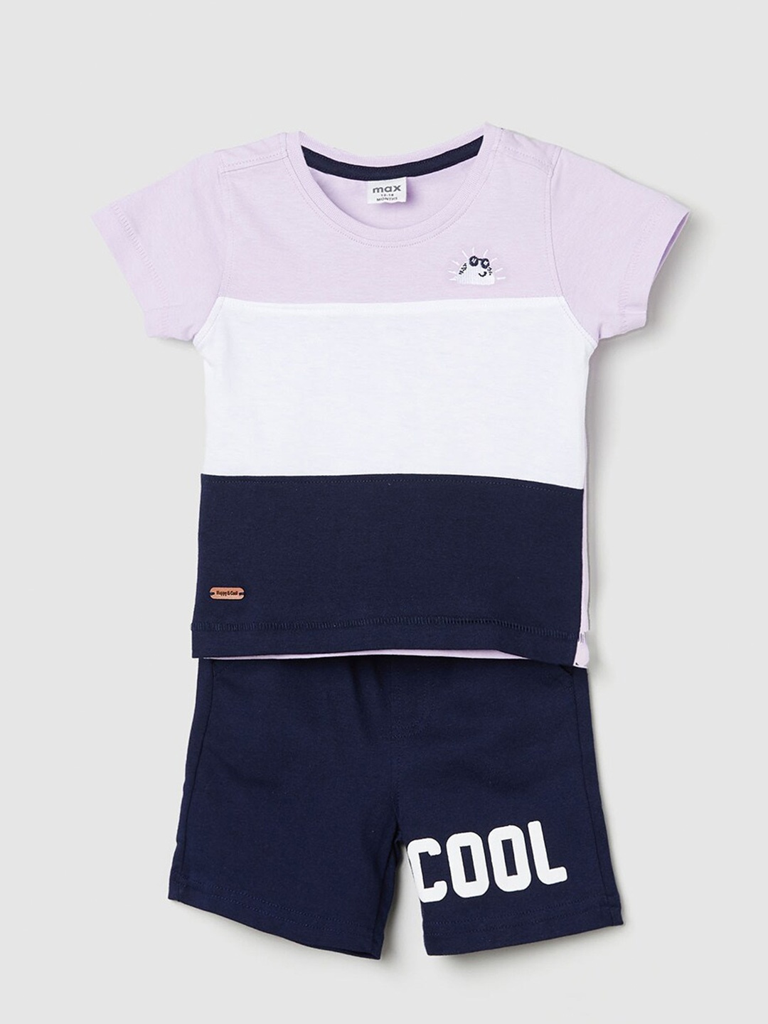 

max Boys Colourblocked Pure Cotton Night Suit, Navy blue