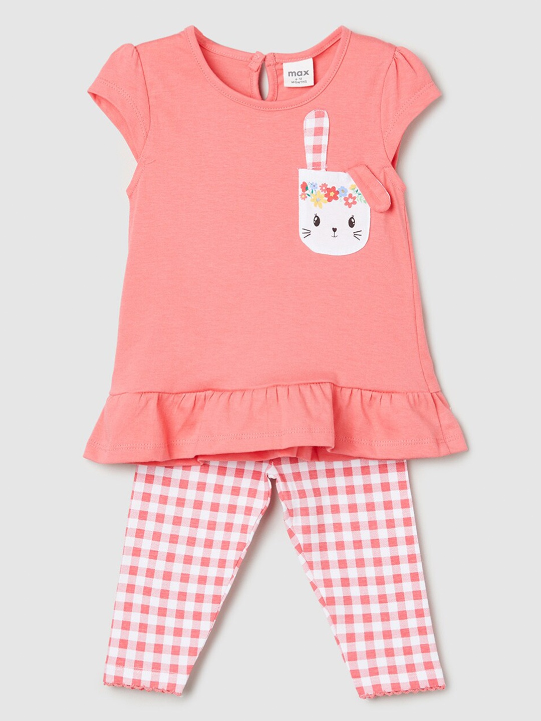 

max Girls Graphic Printed Pure Cotton Night suit, Orange