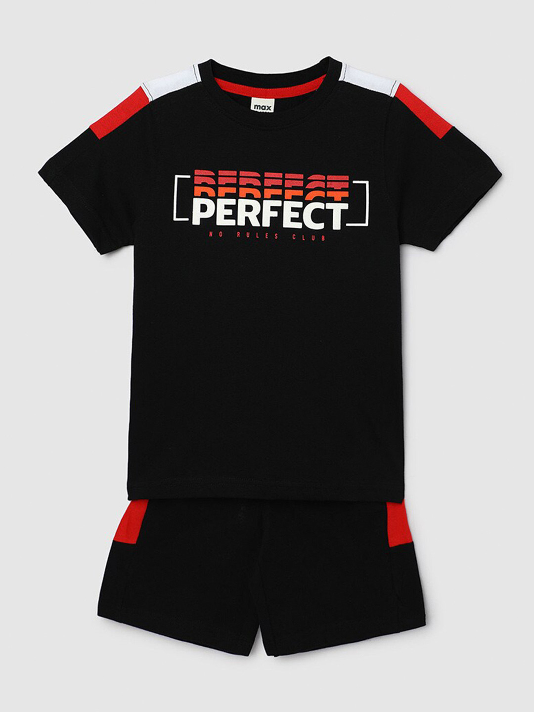 

max Boys Typography Printed Pure Cotton Night Suit, Black