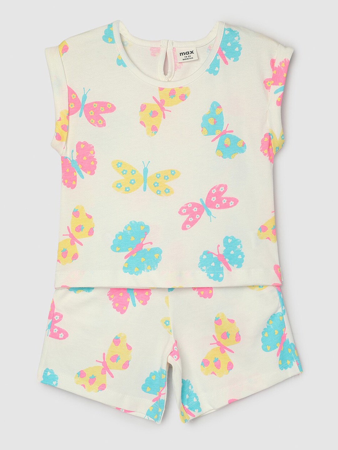 

max Girls Conversational Printed Pure Cotton Night Suit, White