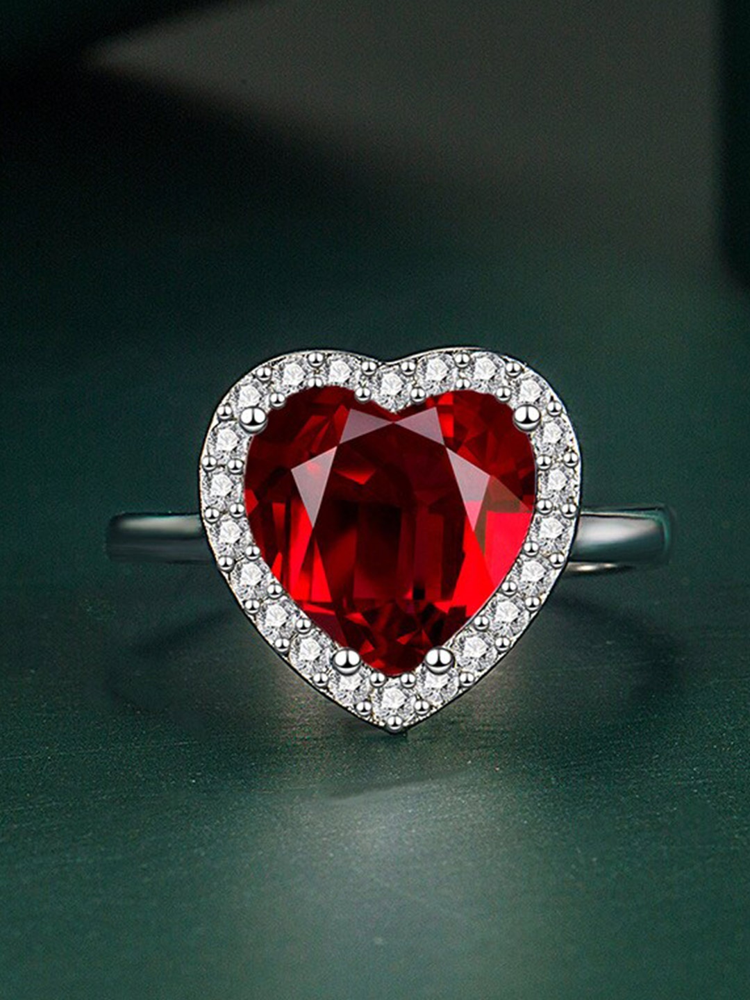 

MYKI Silver-Plated CZ Stone-Studded Adjustable Finger Rings