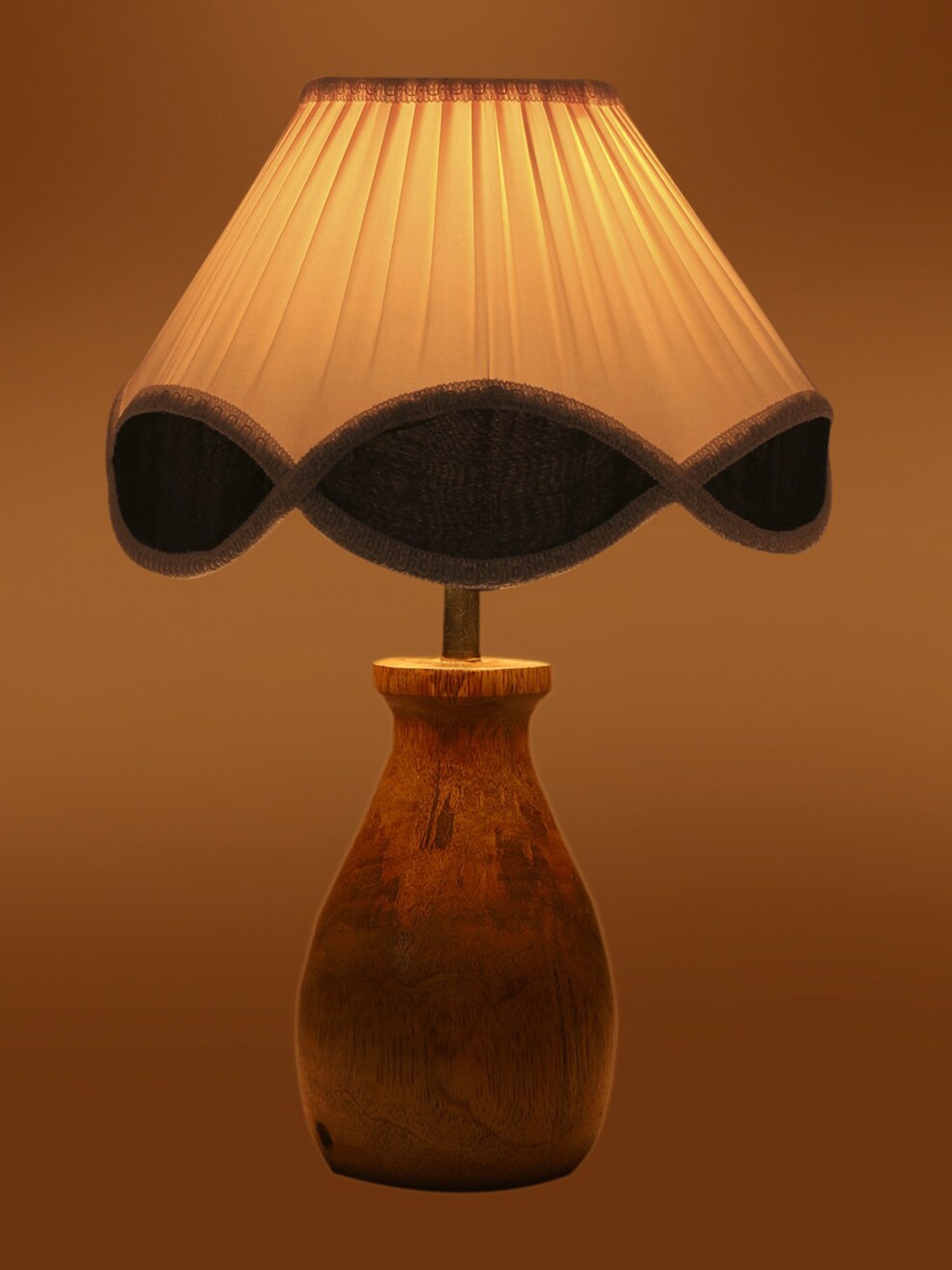 

Devansh White Frustum Textured Contemporary Wooden Table Lamps