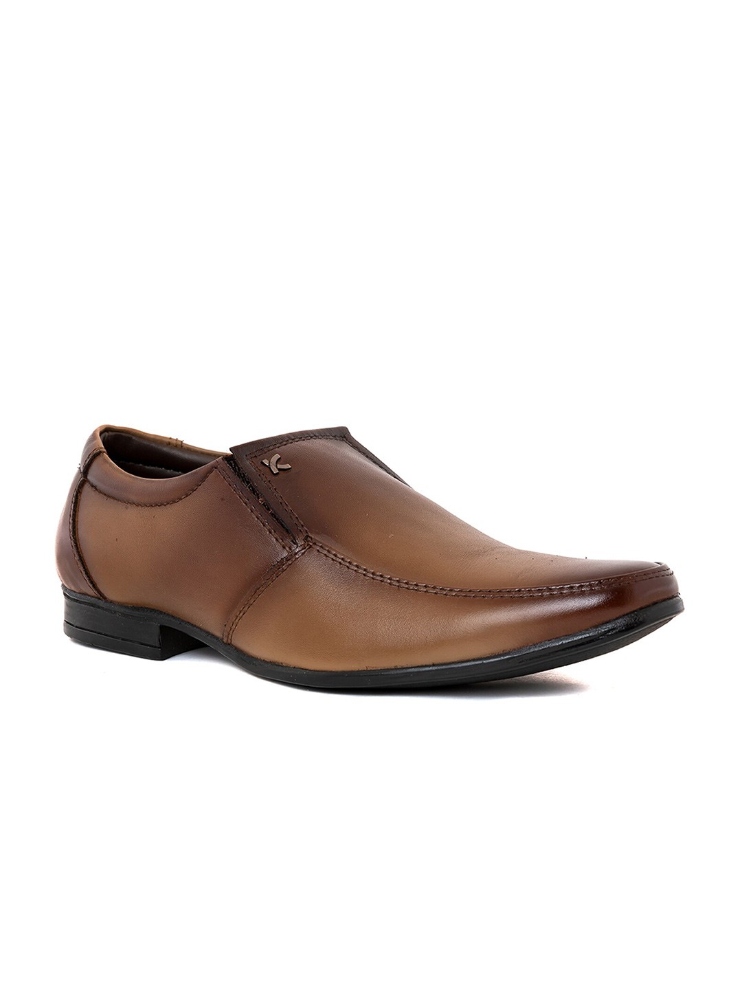 

Khadims Men Round Toe Leather Formal Slip-On Shoes, Brown