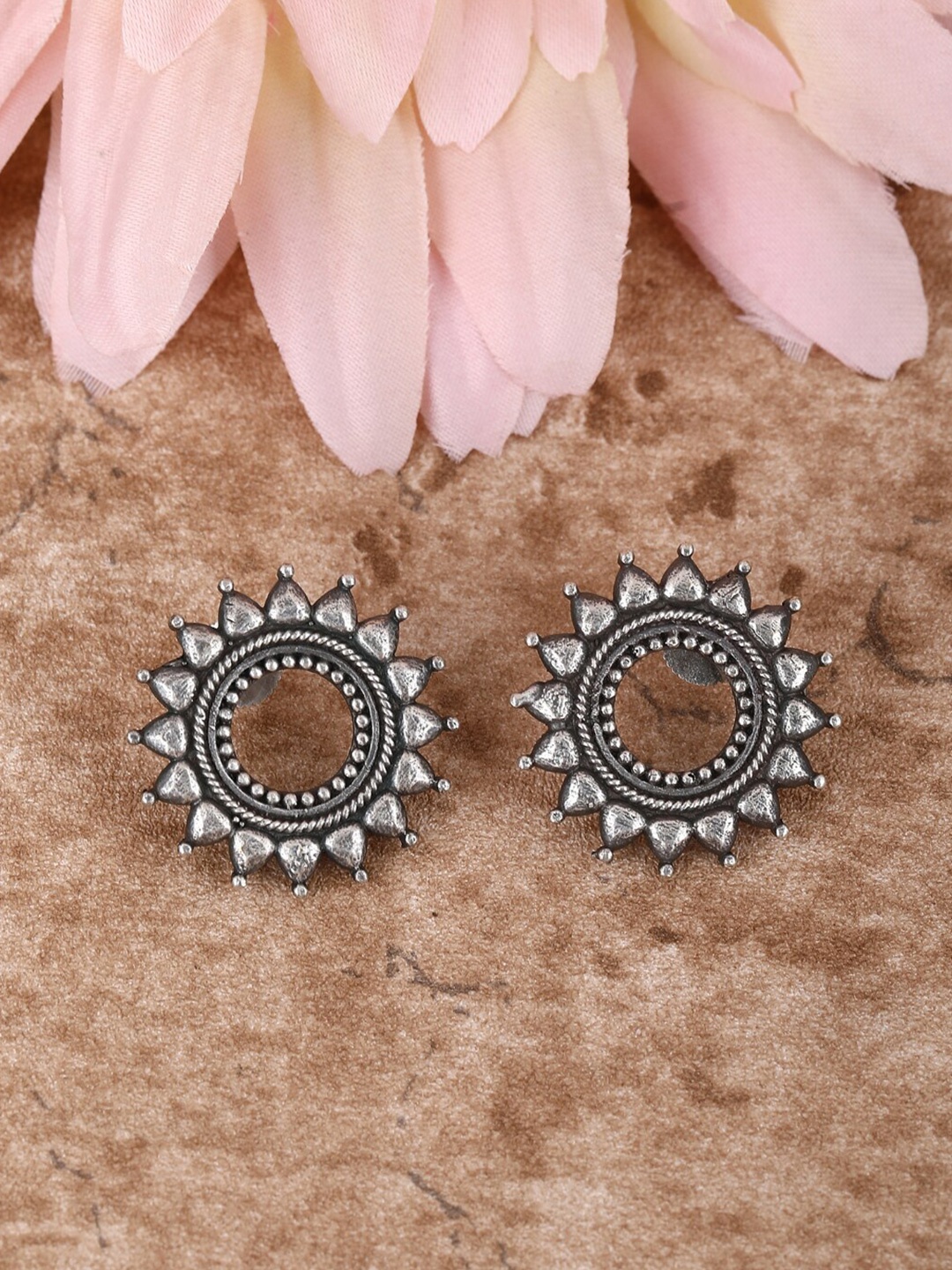 

Anouk Silver-Toned Silver-Plated Oxidised Contemporary Stud Earrings