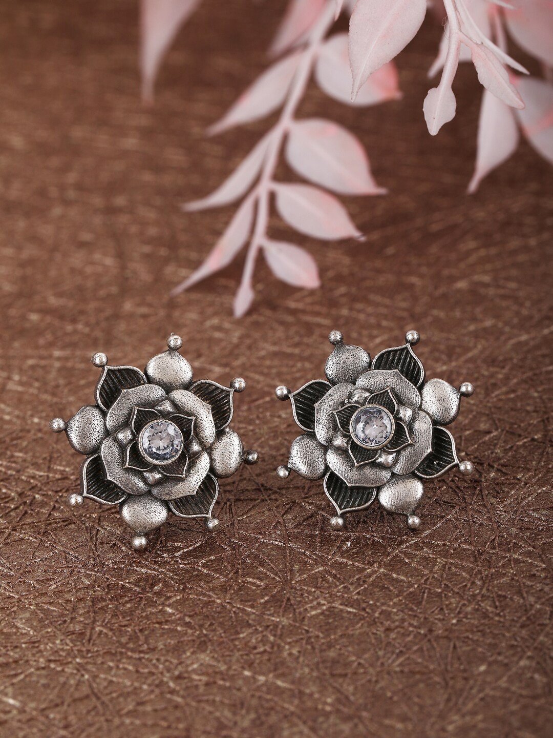 

Anouk White Silver-Plated Oxidised Classic Studs Earrings