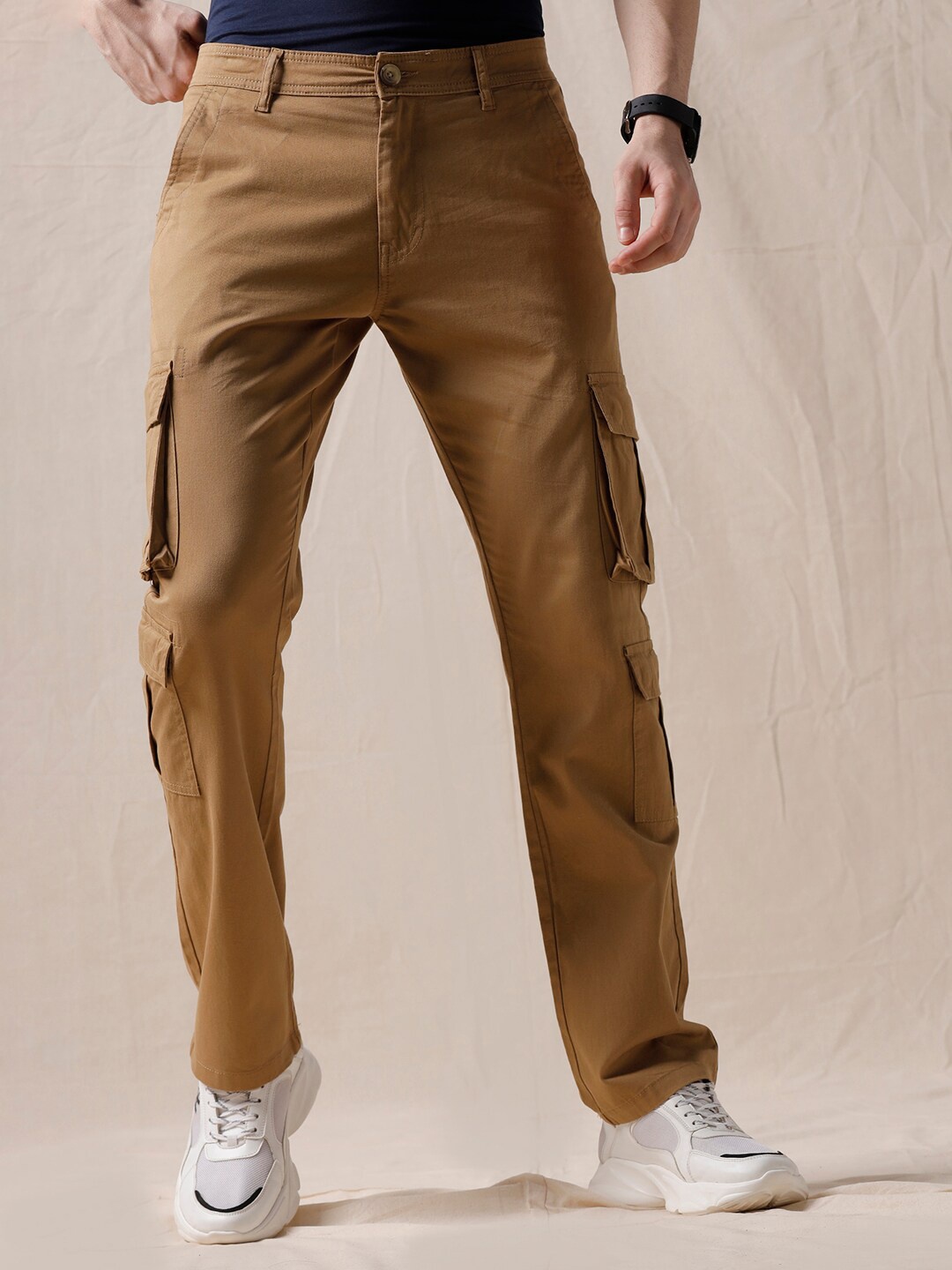 

WROGN Men Straight Fit Cargo Trouser, Khaki