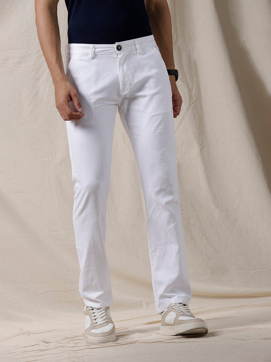 

WROGN Men Straight Fit Regular Trouser, White