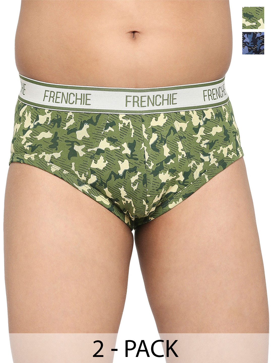 

FRENCHIE Boys Pack Of 2 Abstract Printed Mid-Rise Cotton Basic Briefs FR-BF-U1904-1X5, Green