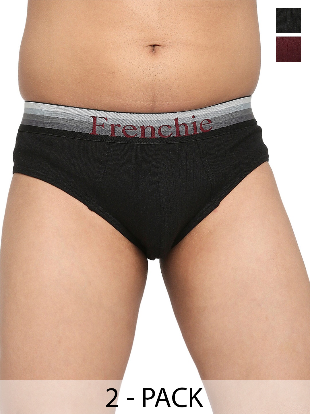 

FRENCHIE Boys Pack Of 2 Mid-Rise Basic Briefs FR-BF-U1901-1X5-Black-Wine-XS