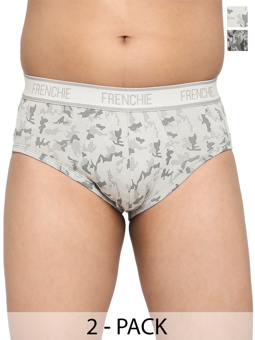 

FRENCHIE Boys Pack Of 2 Printed Cotton Hipster Briefs FR-BF-U1904-1X5-Gray-LGray-XS, Grey melange