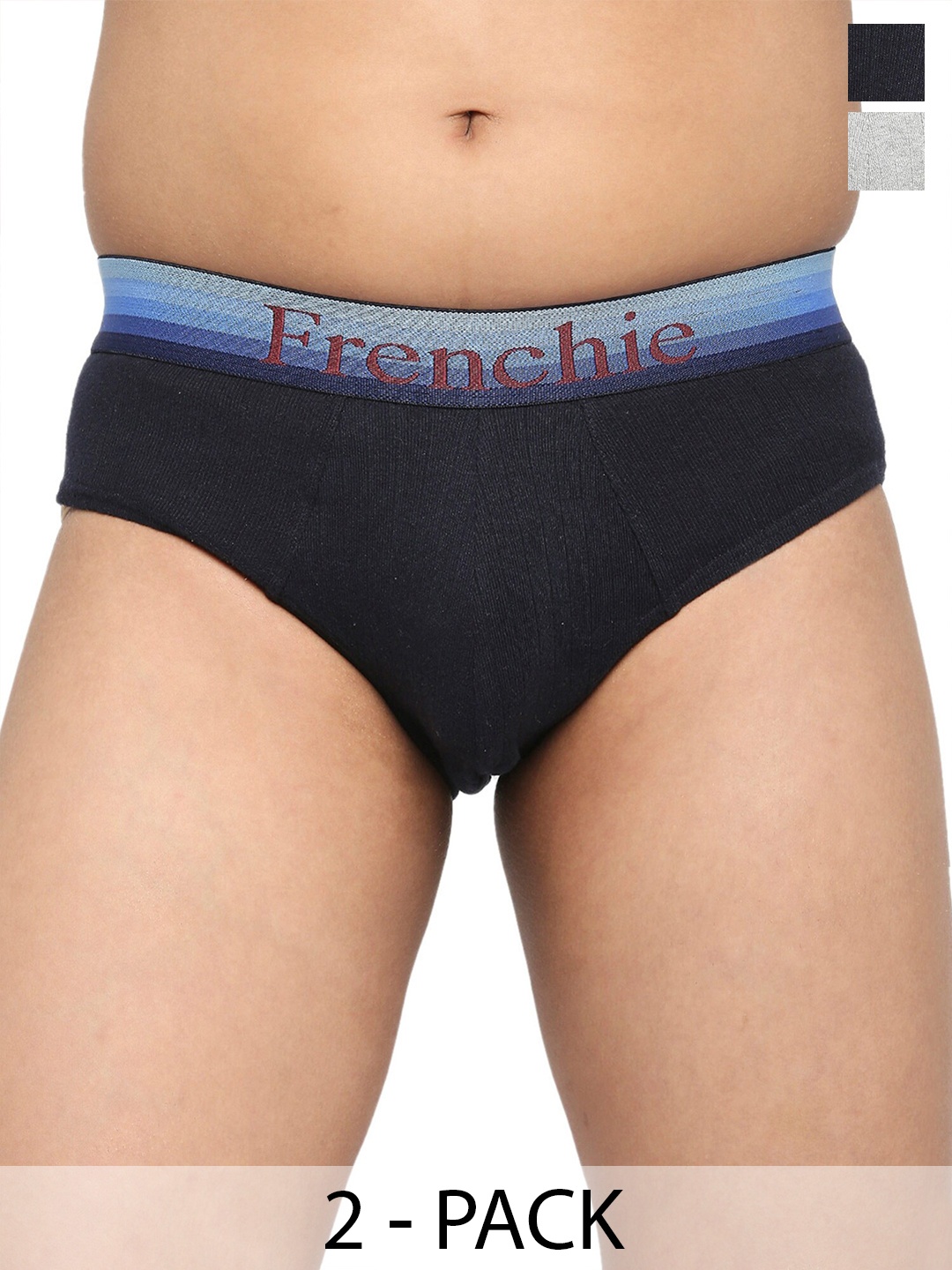 

FRENCHIE Boys Pack Of 2 Cotton Basic Briefs FR-BF-U1901-1X5-Navy-Gray-XS, Navy blue