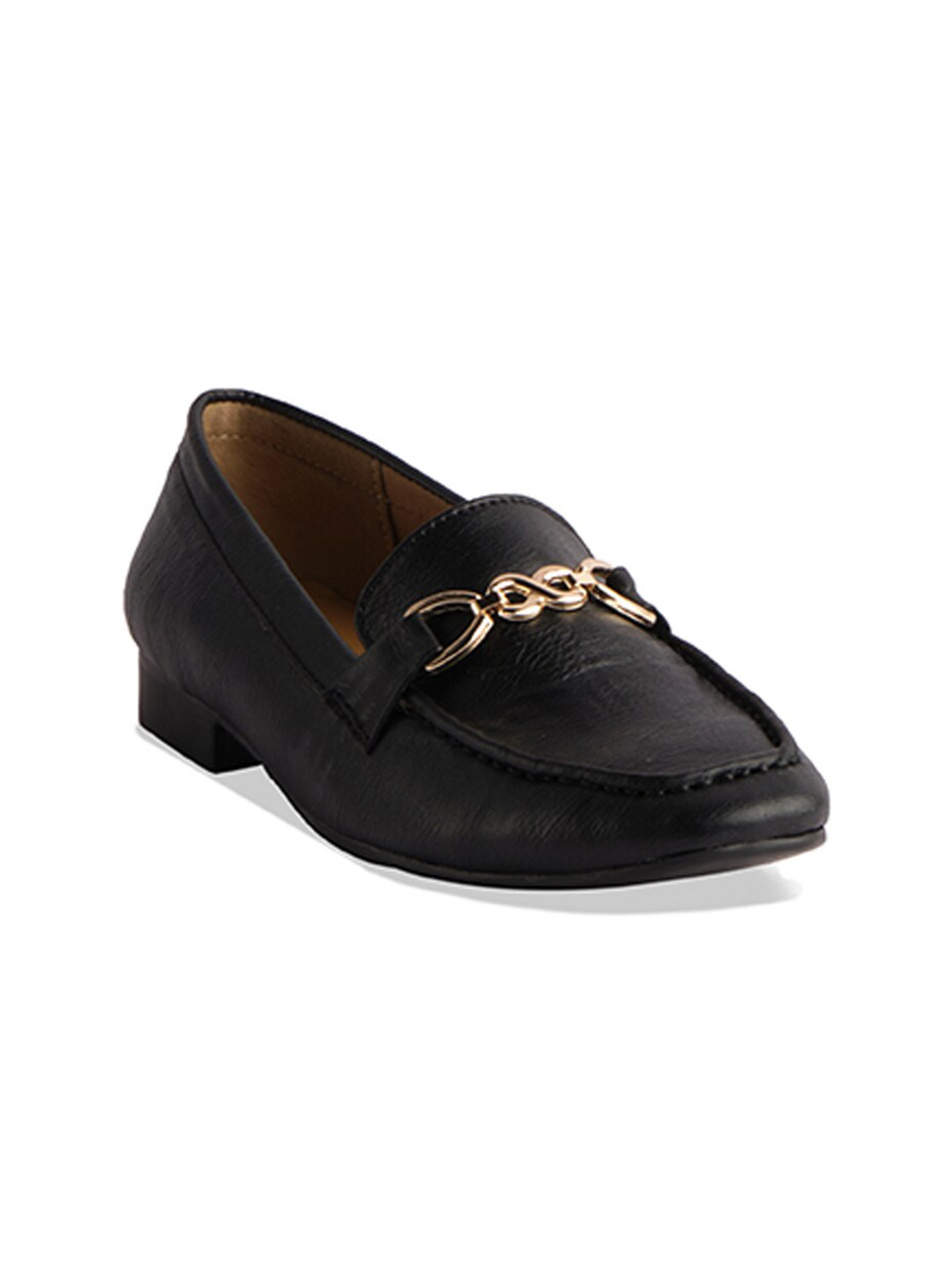 

ERIDANI Women Textured Embellished Round Toe Loafers, Black