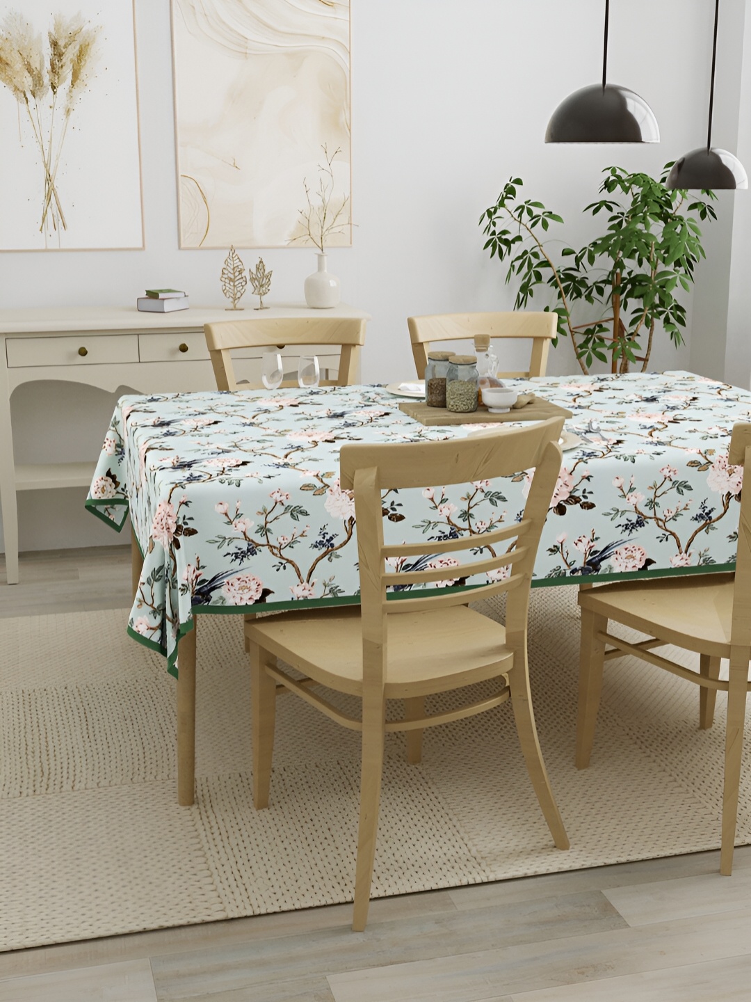 

Clasiko Peach & Green Floral Cotton 4-Seater Table Cover