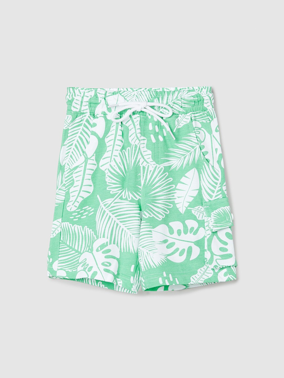 

max Boys Floral Printed Pure Cotton Shorts, Green