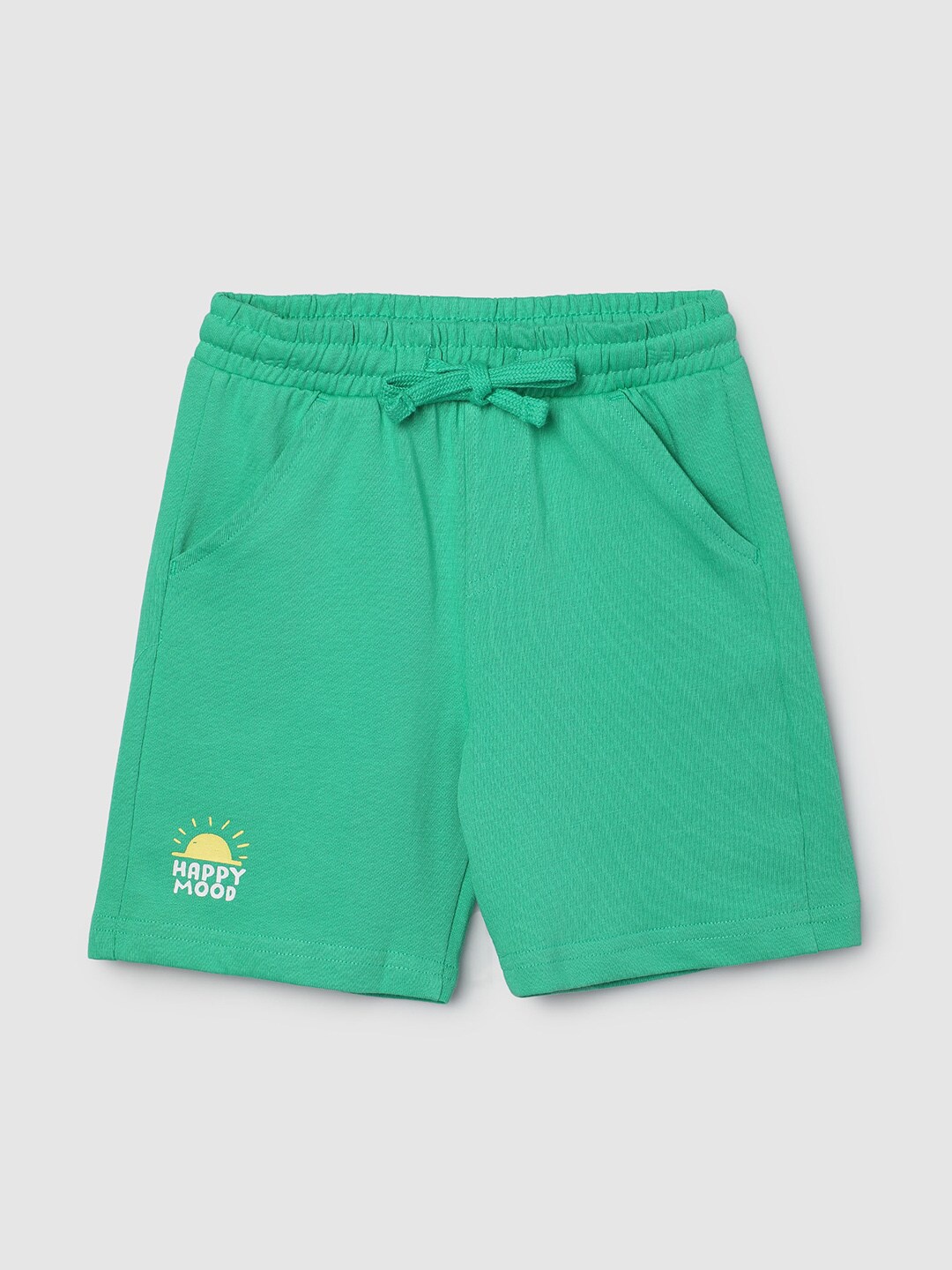 

max Boys Mid Rise Pure Cotton Shorts, Green