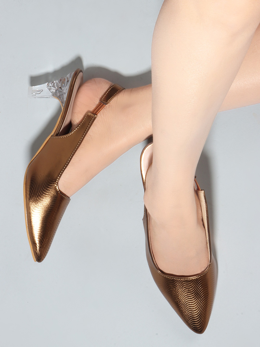 

Denill Textured Pointed Toe Block Heels, Copper