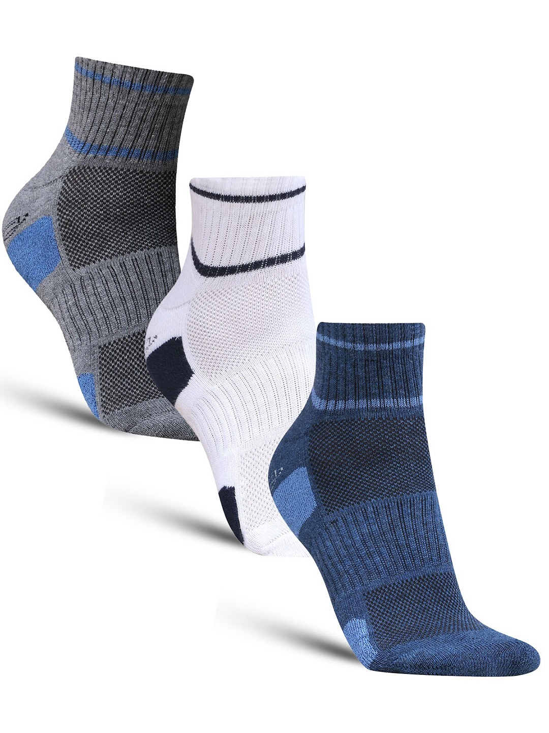 

Dollar Socks Men Pack Of 3 Patterned Cotton Above Ankle-Length Socks, Grey