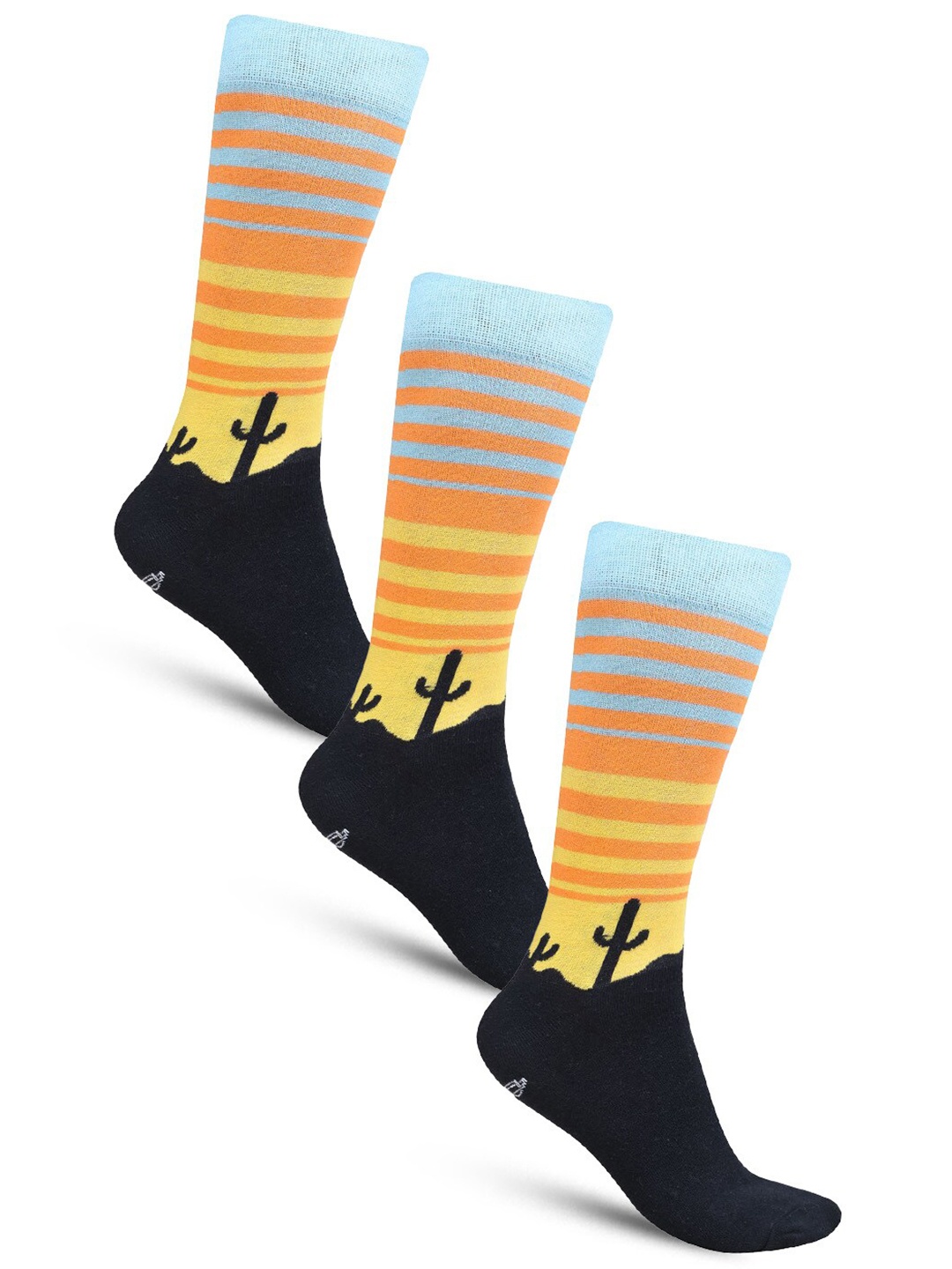 

Dollar Socks Men Pack Of 3 Patterned Calf-Length Socks, Yellow