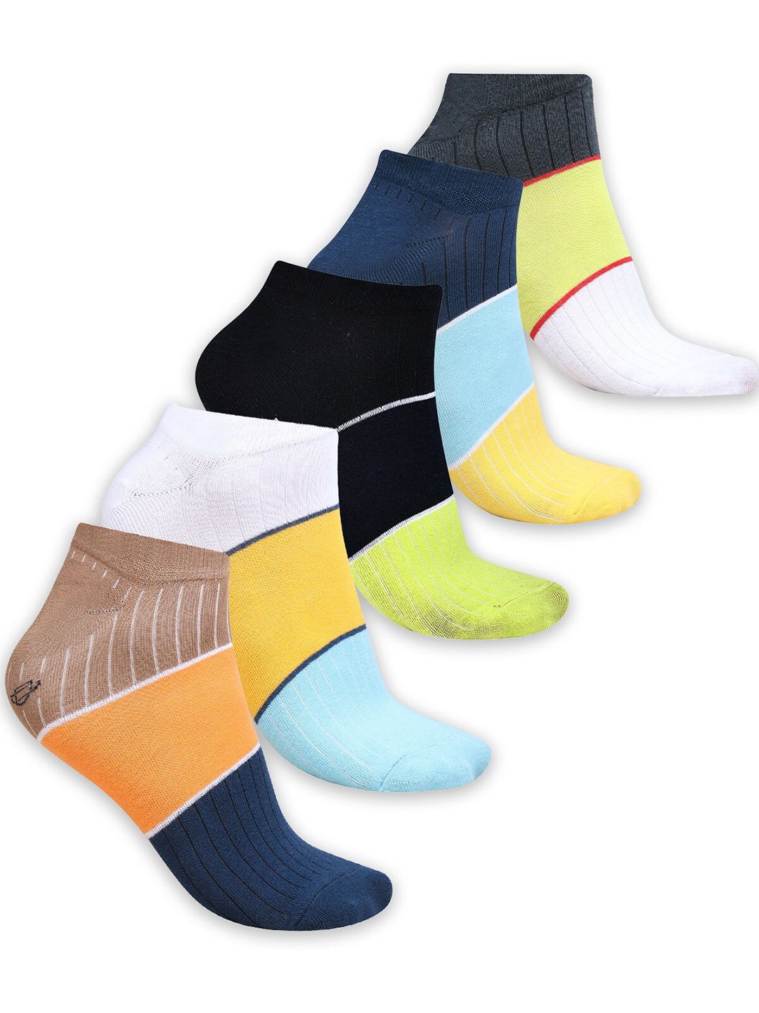 

Dollar Socks Pack of 5 Patterned Cotton Ankle Length Socks, Yellow