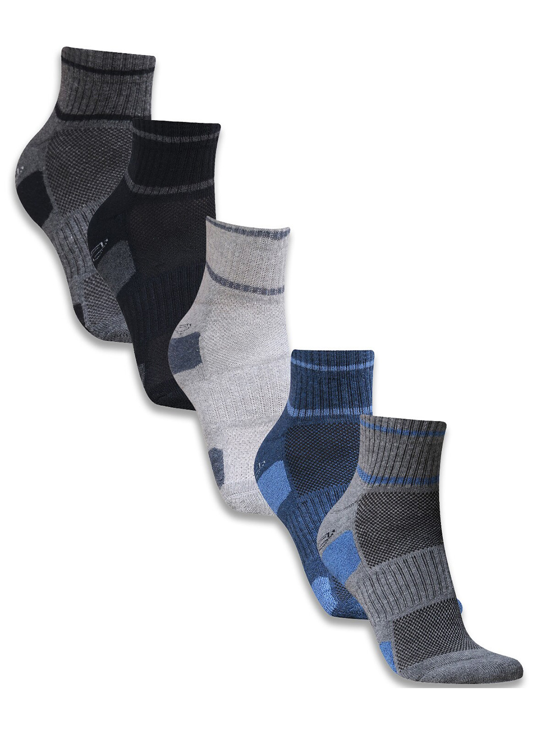 

Dollar Socks Men Pack Of 5 Patterned Cotton Ankle Length Socks, Black