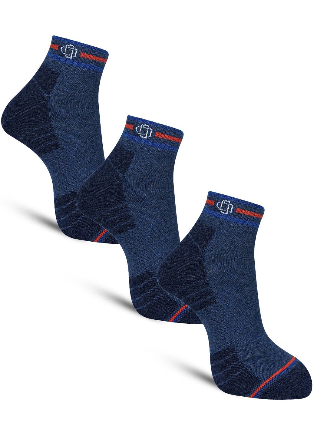 

Dollar Socks Pack Of 3 Cotton Patterned Ankle Length Socks, Blue