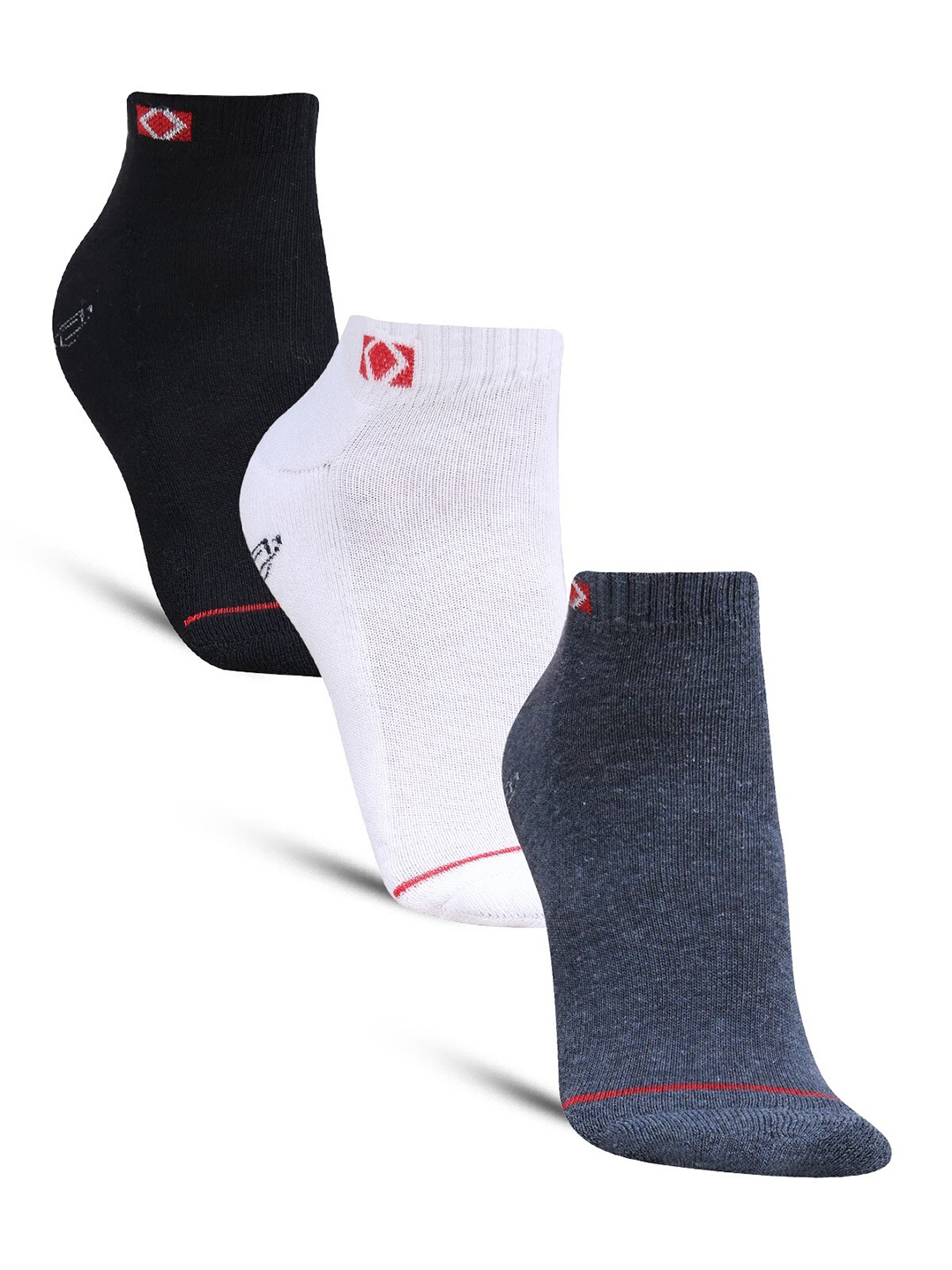 

Dollar Socks Men Pack Of 3 Patterned Cotton Ankle Length Socks, White