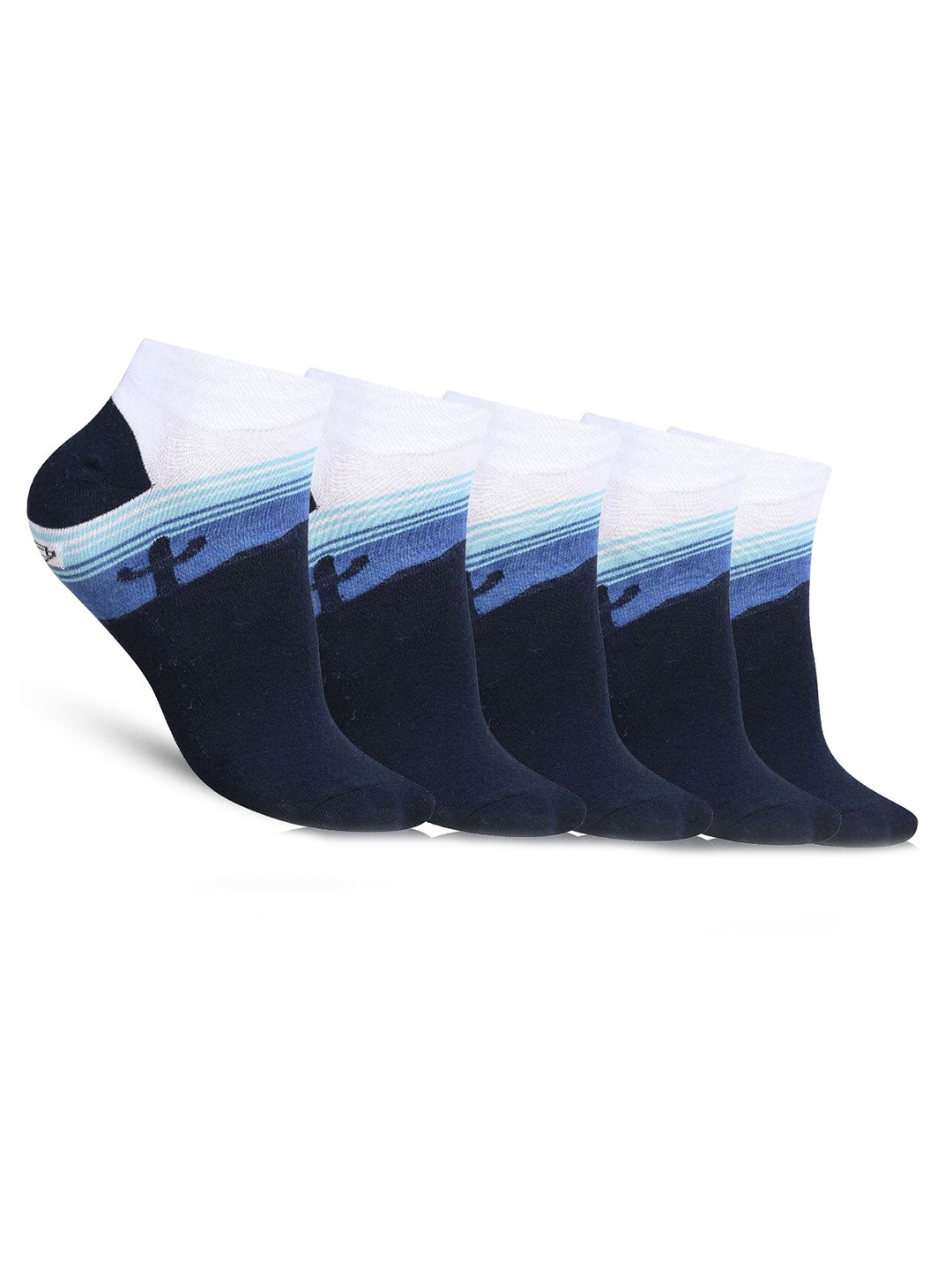 

Dollar Socks Men Pack Of 5 Patterned Cotton Ankle-Length Socks, Blue