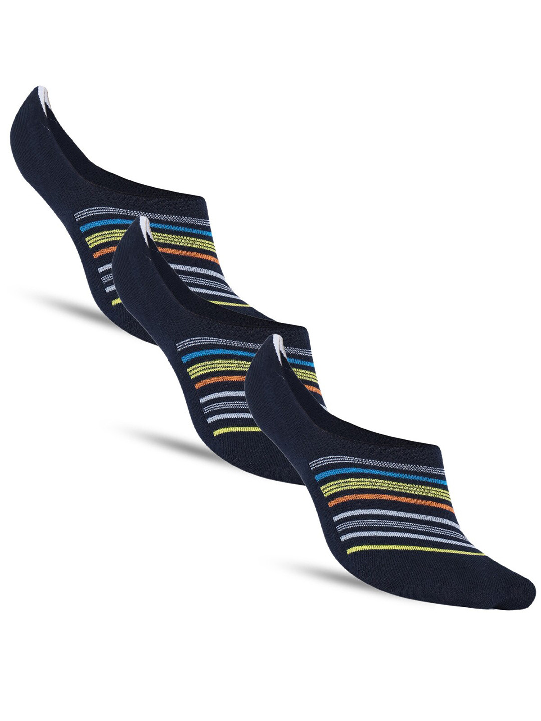 

Dollar Socks Men Pack of 3 Striped Cotton Shoe Liner-Length Socks, Black
