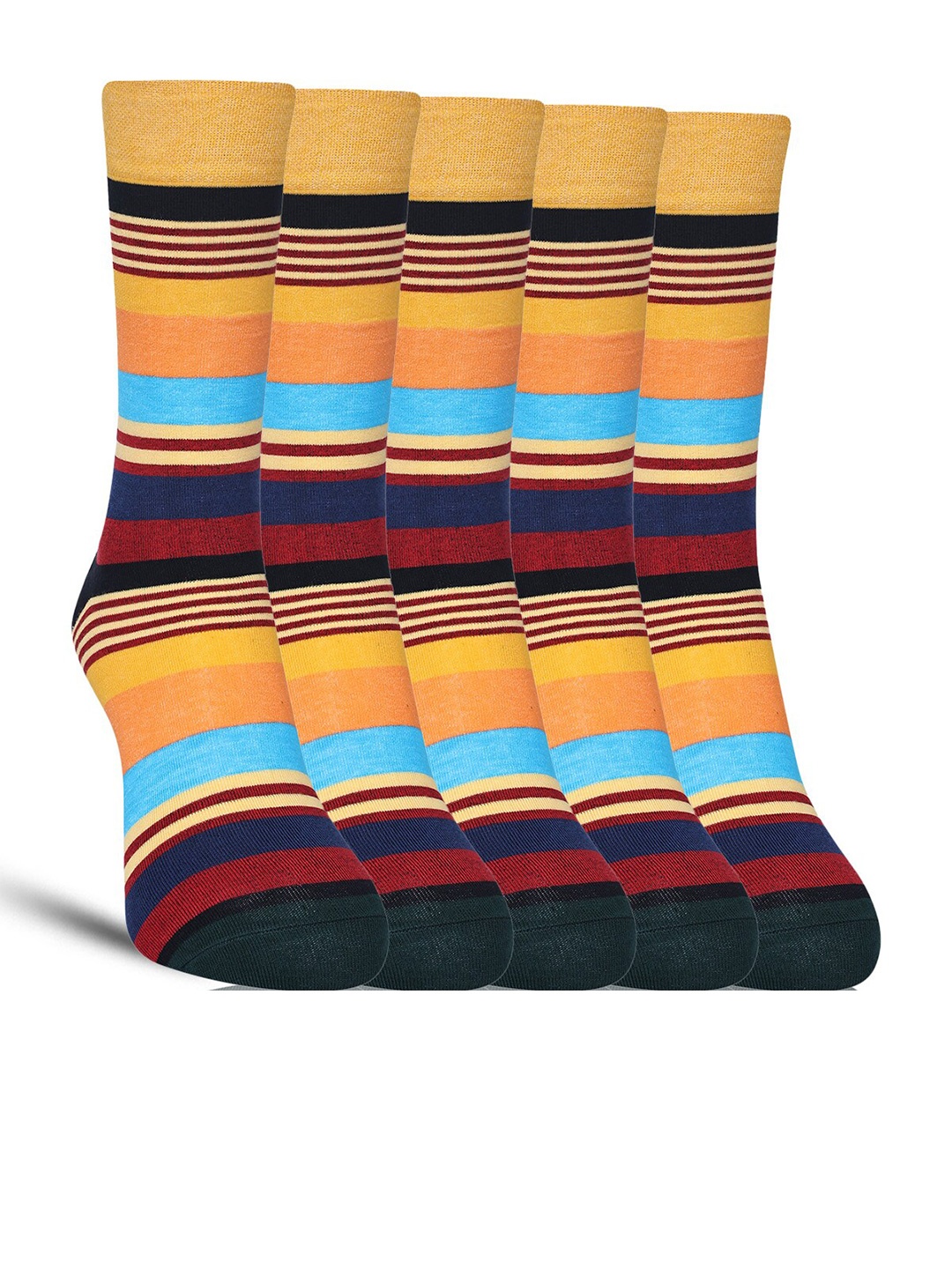 

Dollar Socks Men Pack Of 5 Patterned Calf-Length Socks, Yellow