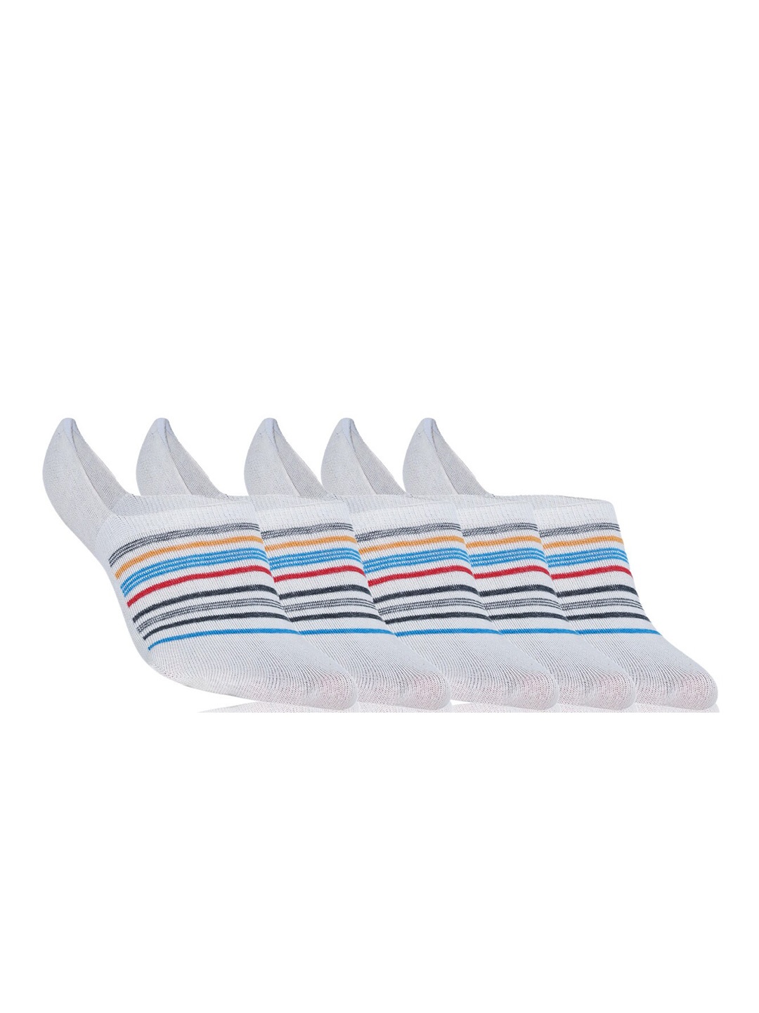 

Dollar Socks Men Pack Of 5 Cotton Patterned Shoe-Liners, White