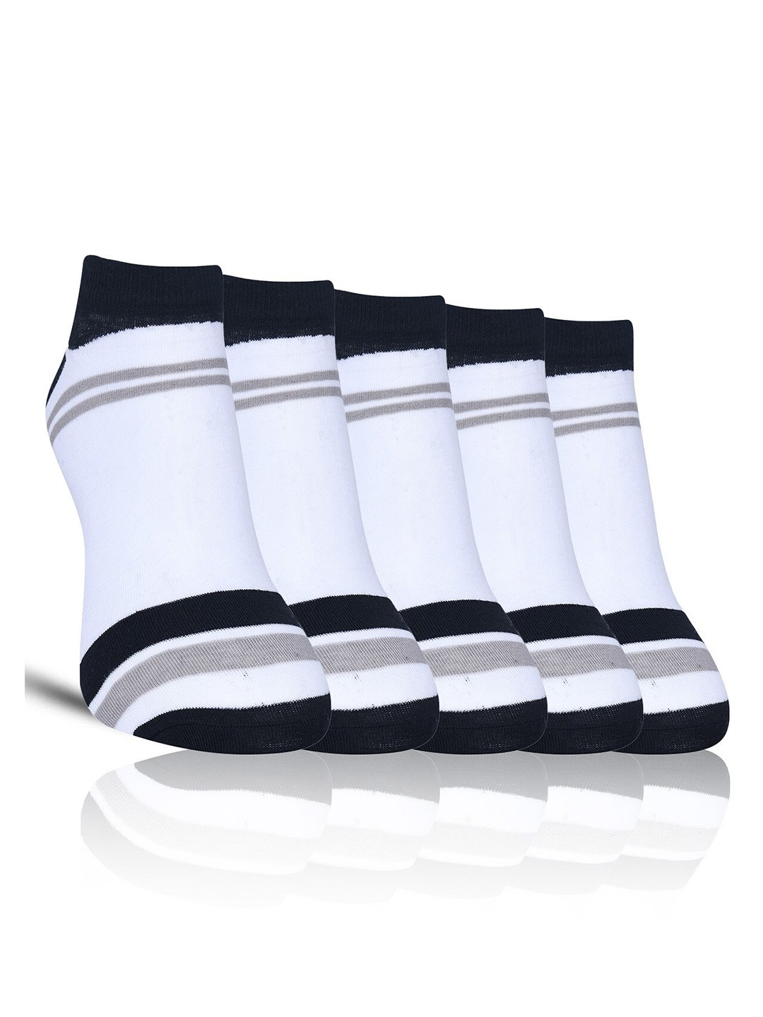 

Dollar Socks Men Pack Of 5 Patterned Cotton Ankle-Length Socks, White