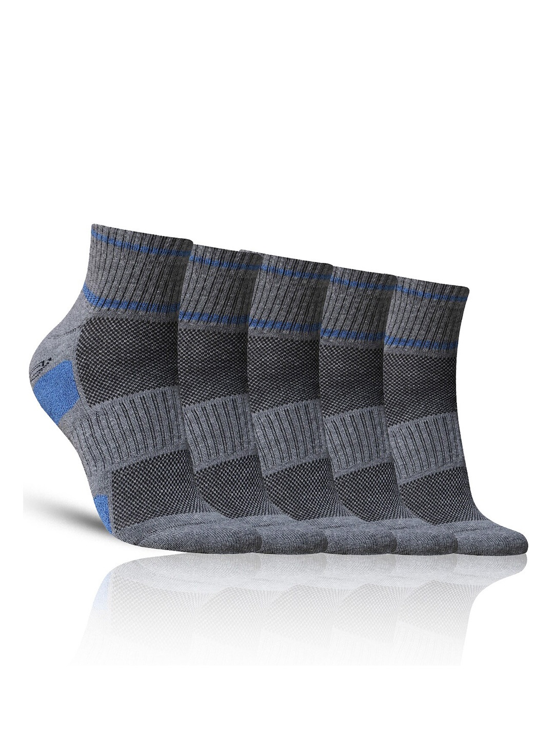 

Dollar Socks Men Pack Of 5 Patterned Cotton Ankle-Length Socks, Grey