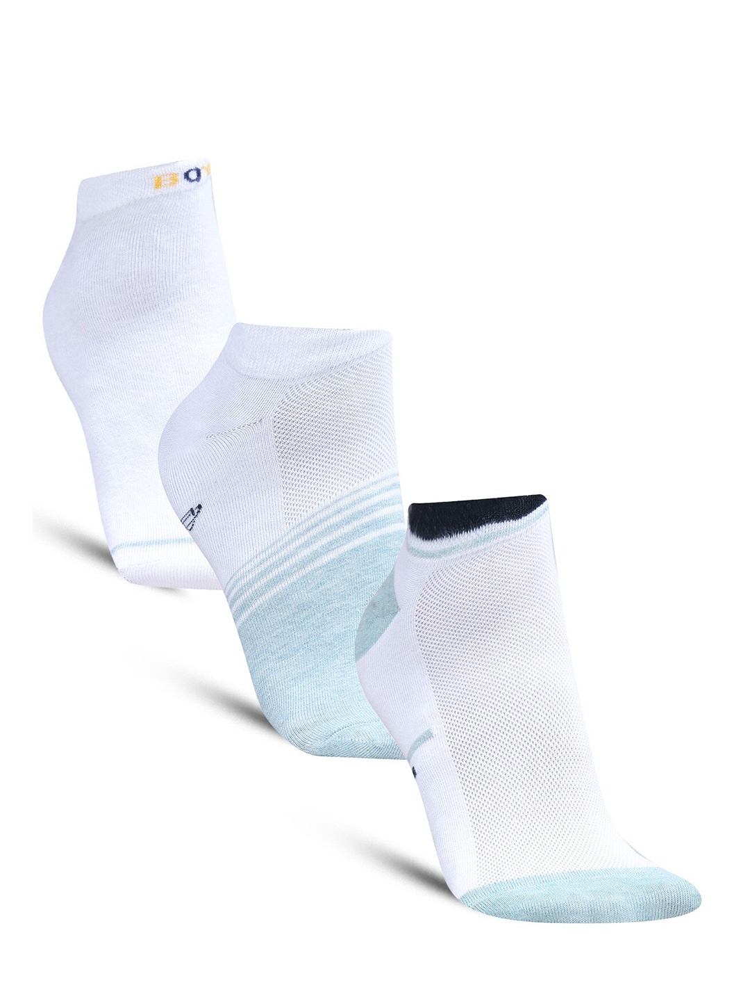 

Dollar Socks Men Pack Of 3 Patterned Cotton Ankle-Length Socks, White