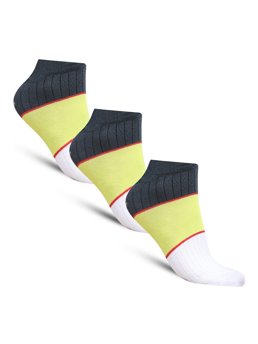 

Dollar Socks Men Pack Of 3 Patterned Cotton Ankle-Length Socks, White