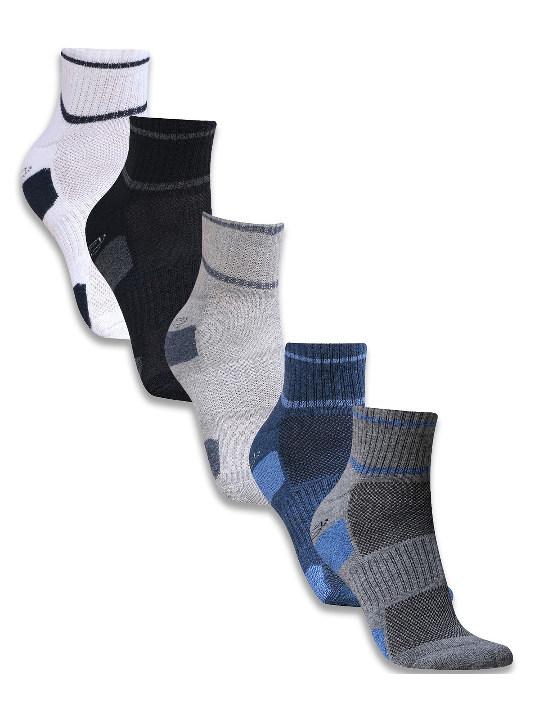 

Dollar Socks Men Pack of 5 Patterned Cotton Ankle Length Socks, Grey