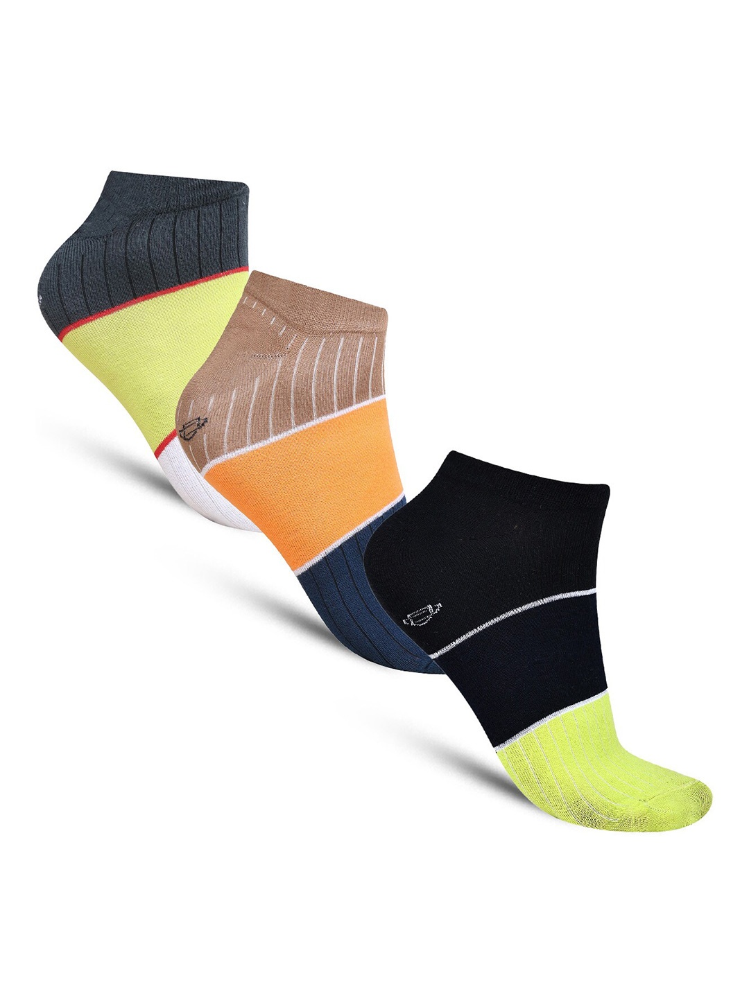 

Dollar Socks Men Pack Of 3 Patterned Cotton Ankle Length Socks, Navy blue
