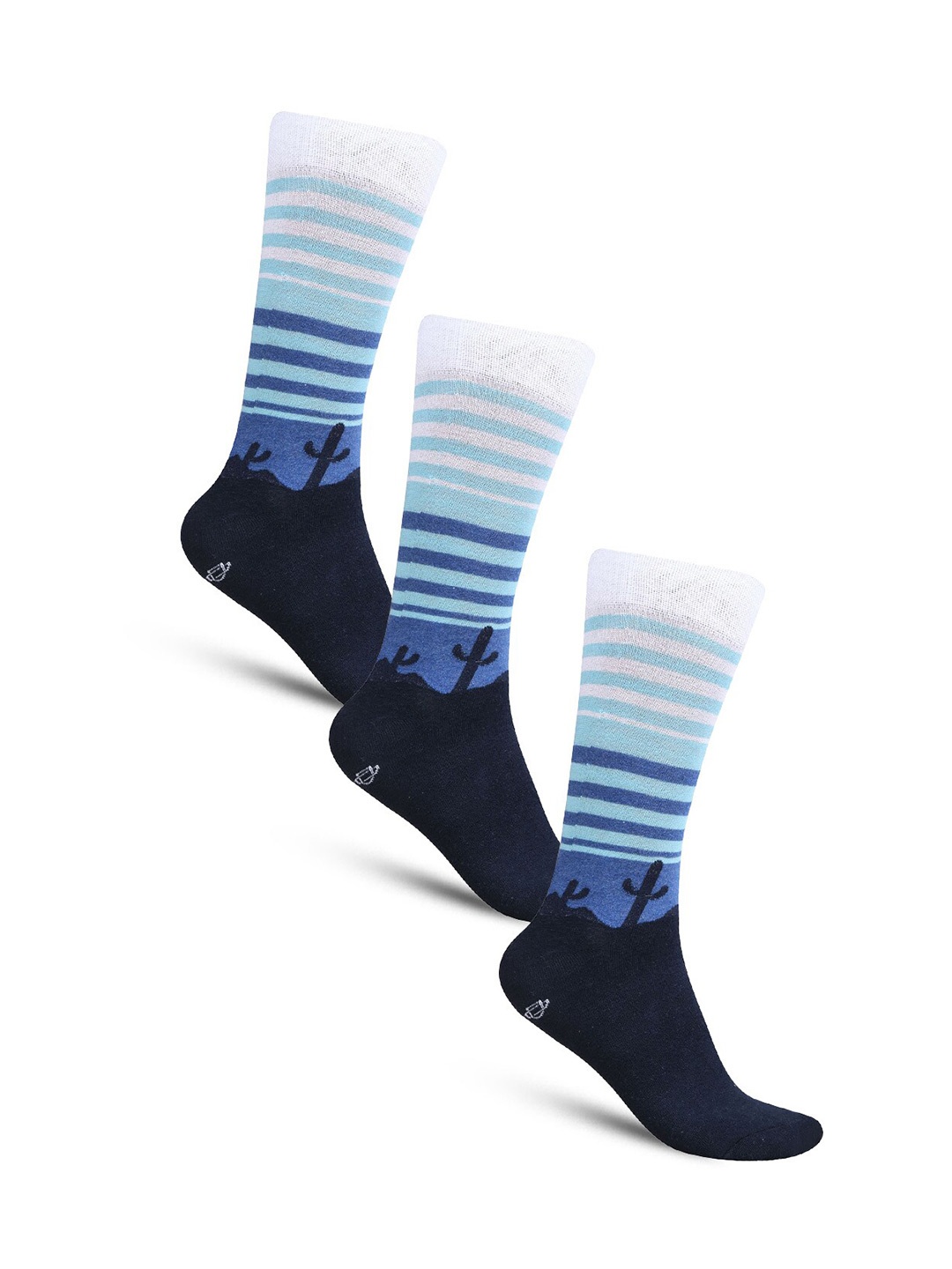 

Dollar Socks Men Pack Of 3 Patterned Calf Length Cotton Socks, Blue