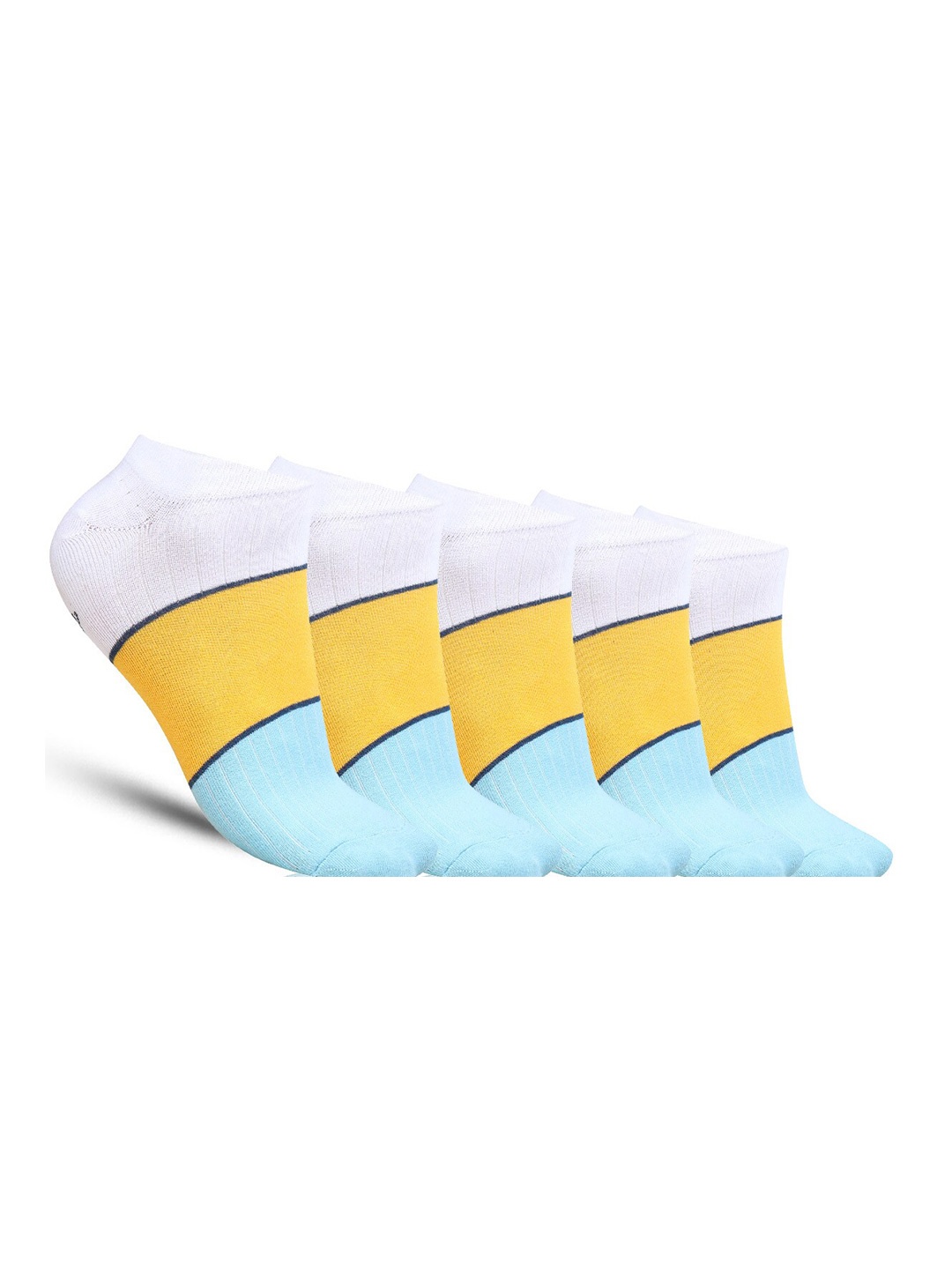 

Dollar Socks Men Pack Of 5 Patterned Cotton Ankle-Length Socks, White