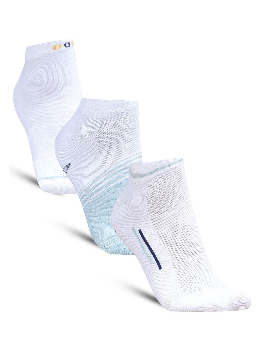 

Dollar Socks Men Pack of 3 Patterned Cotton Ankle Length Socks, White