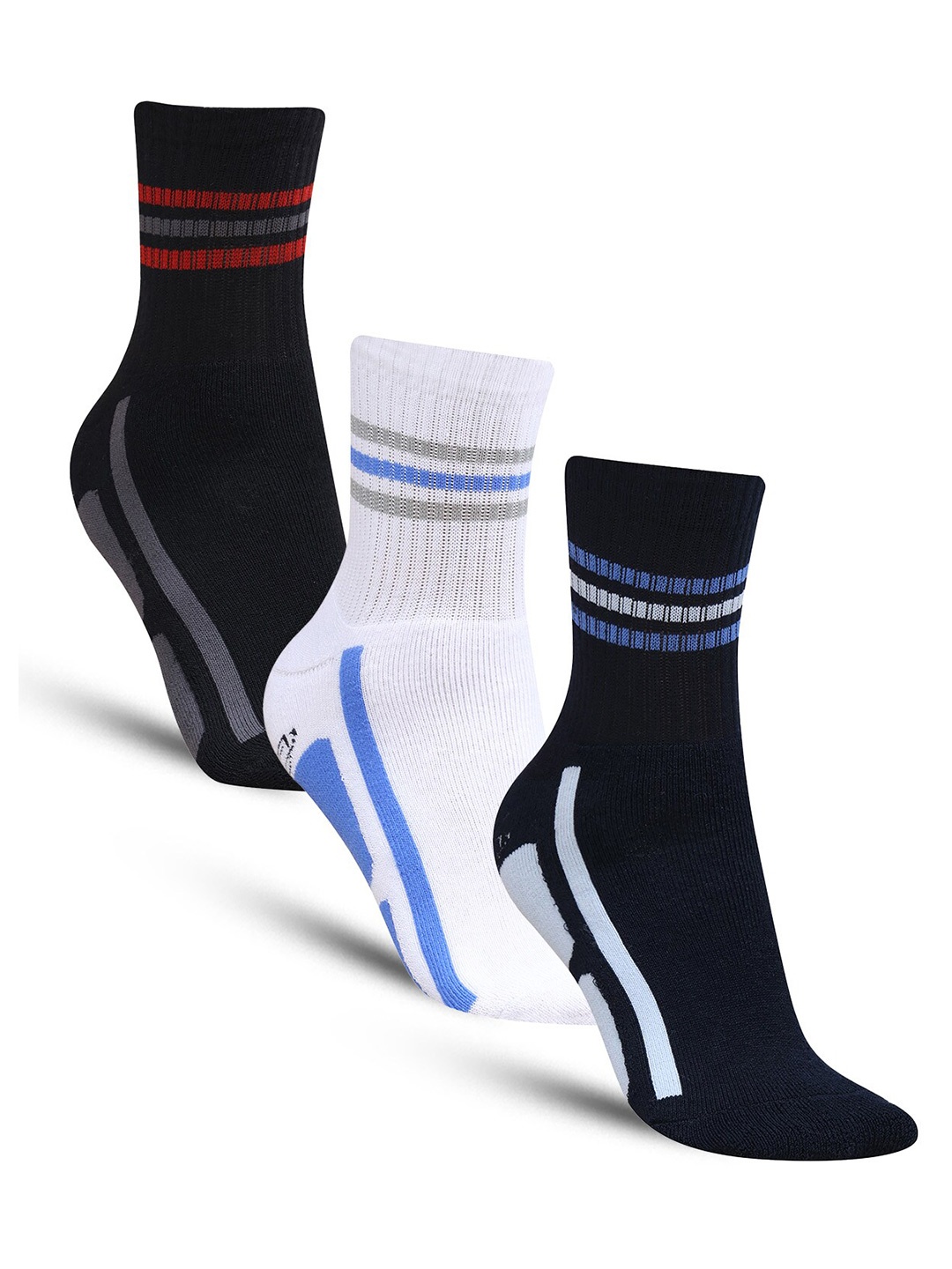 

Dollar Socks Men Pack Of 3 Patterned Cotton Ankle-Length Socks, Black