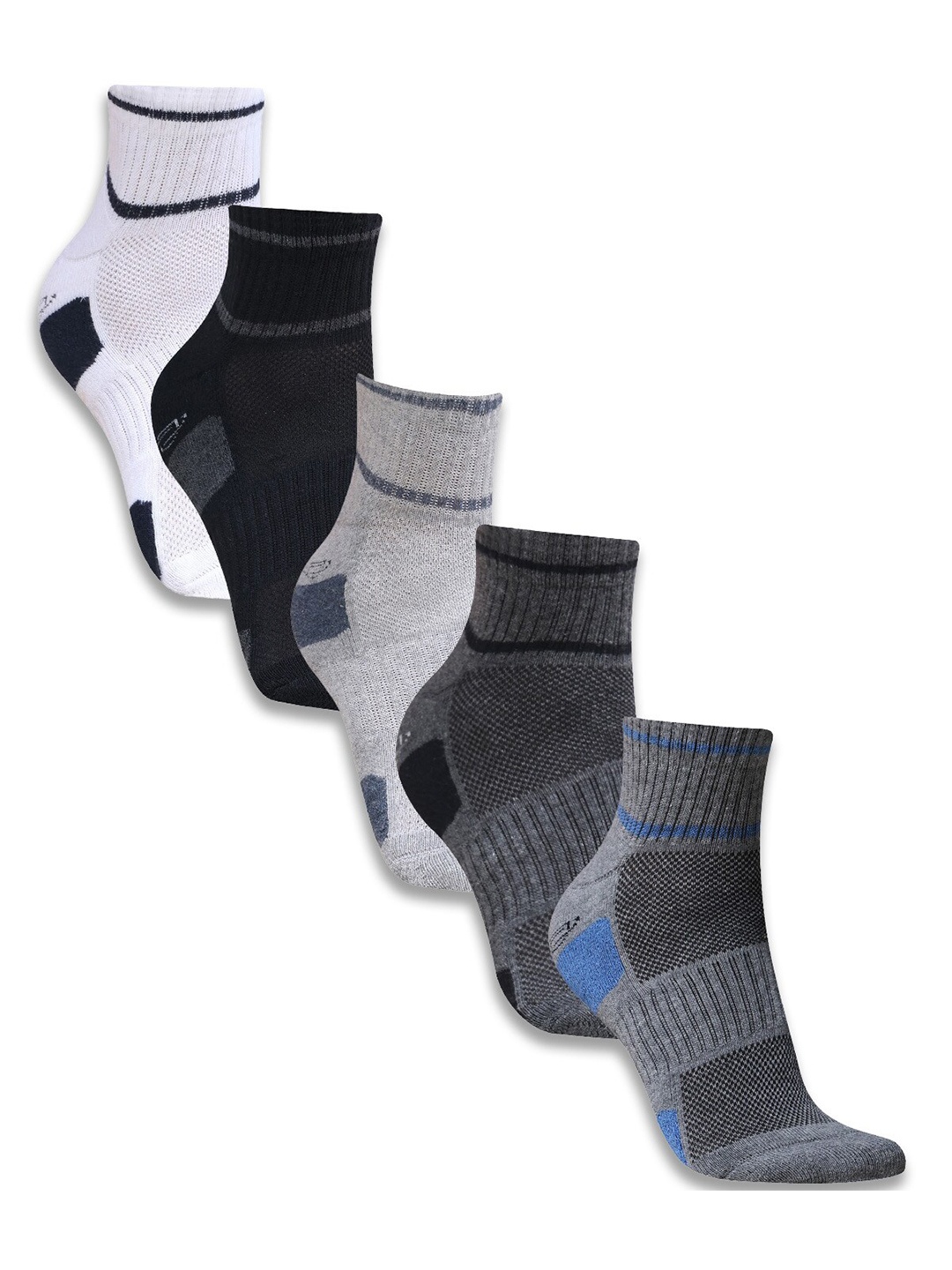 

Dollar Socks Men Pack Of 5 Patterned Cotton Ankle-Length Socks, Blue