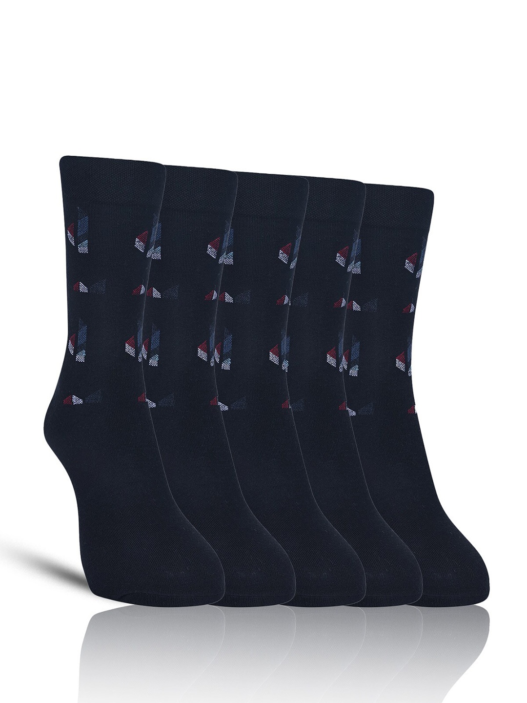 

Dollar Socks Men Pack Of 5 Patterned Cotton Ankle Length Socks, Black