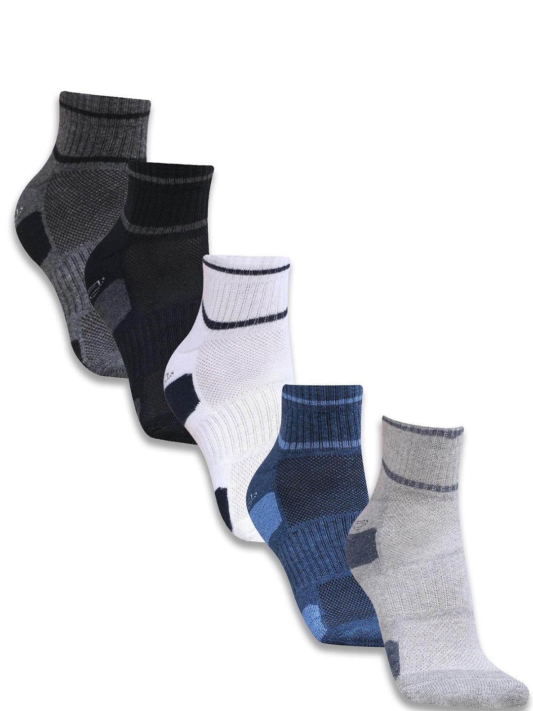 

Dollar Socks Men Pack Of 5 Patterned Cotton Ankle Length Socks, Grey