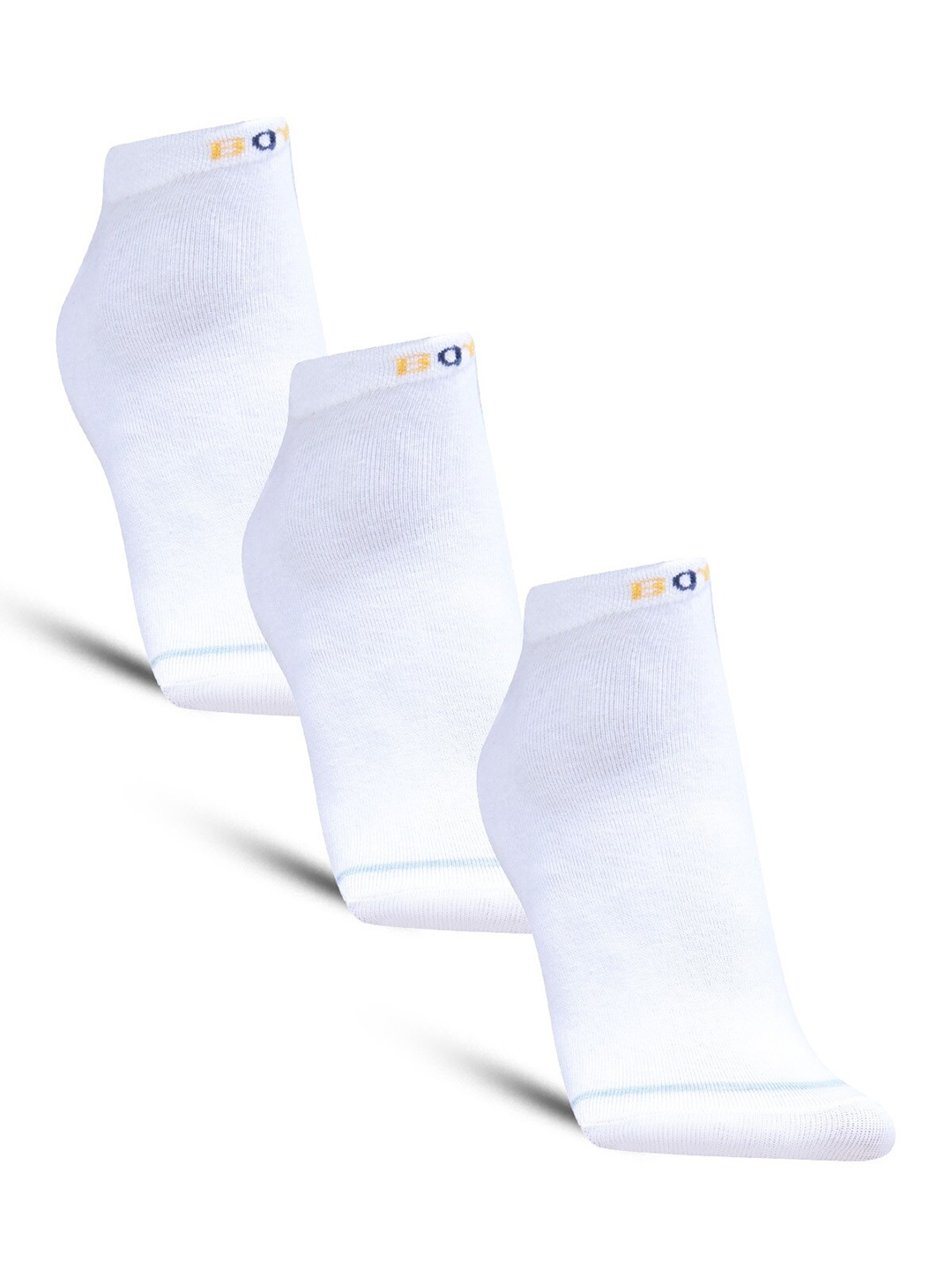 

Dollar Socks Men Pack Of 3 Patterned Ankle-Length Cotton Socks, White
