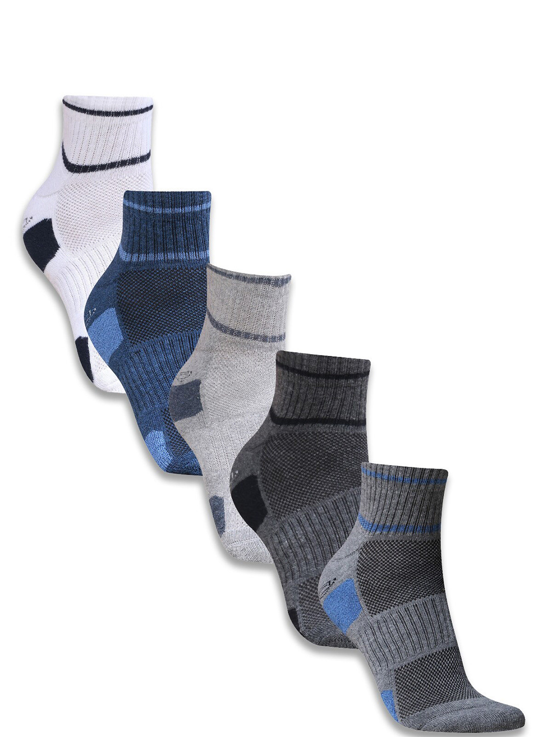 

Dollar Socks Men Pack Of 5 Patterned Cotton Ankle Length Socks, Blue