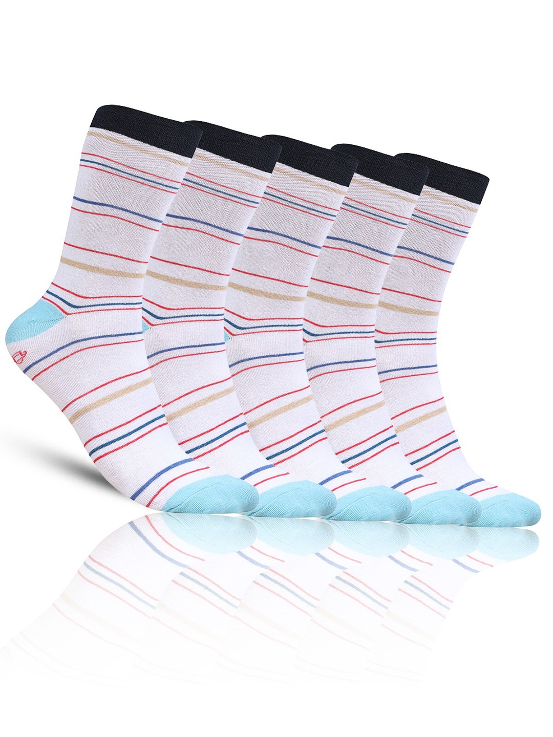 

Dollar Socks Men Pack Of 5 Patterned Calf-Length Socks, White